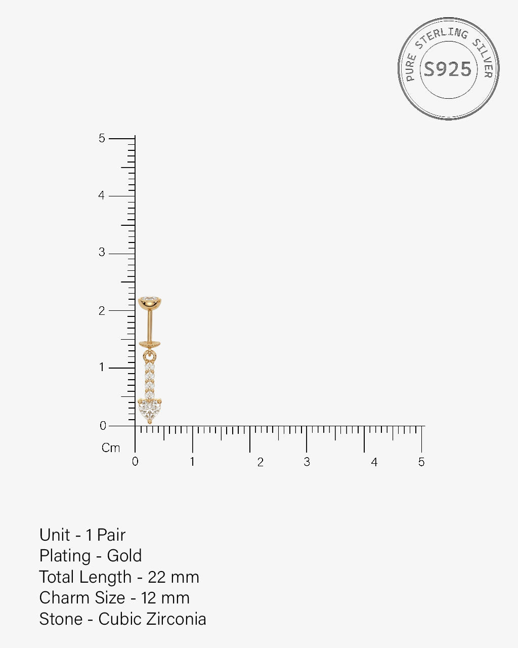 Zirconia Bar Helix Hanging Earrings