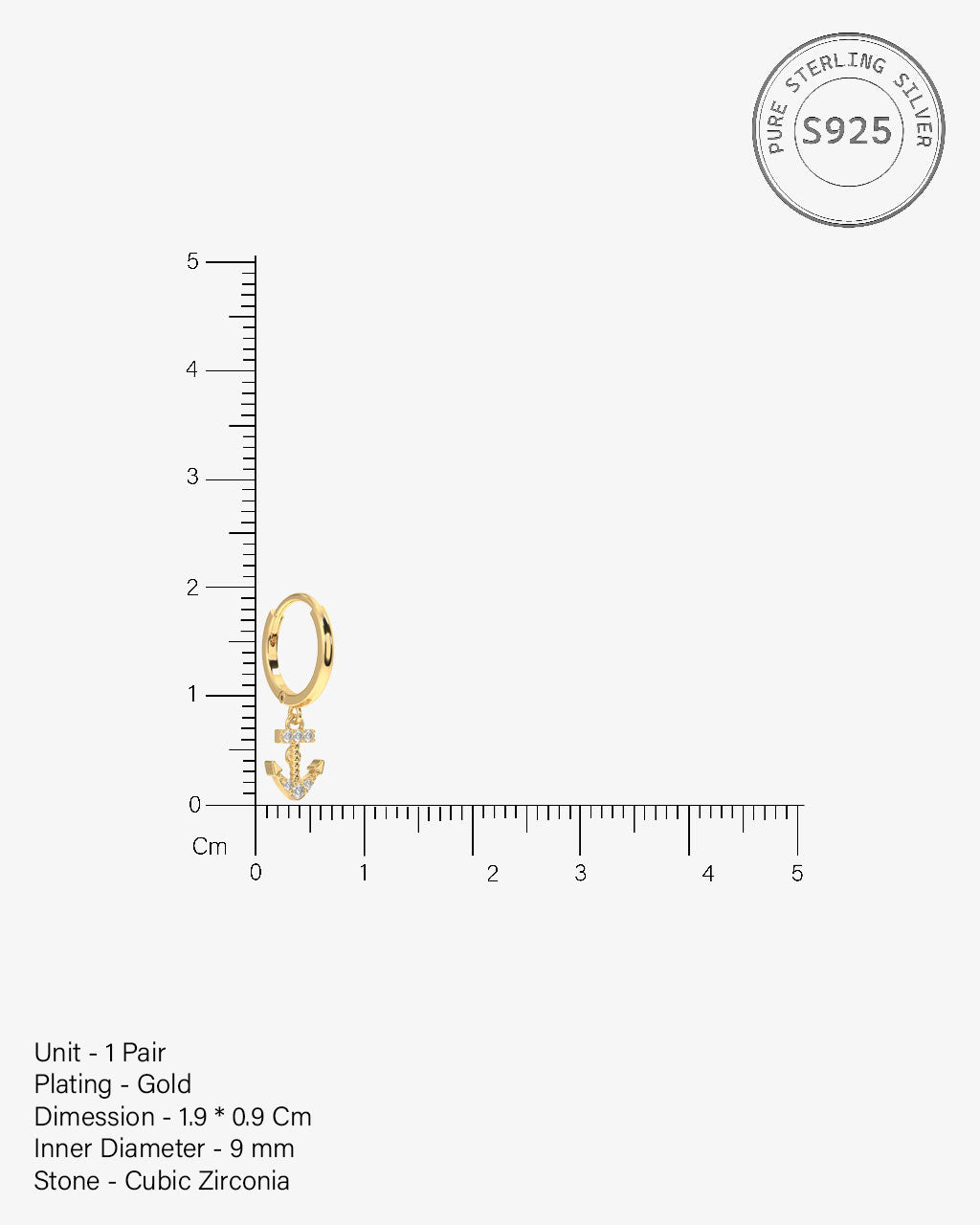 Anchor Charm Hoop Earrings