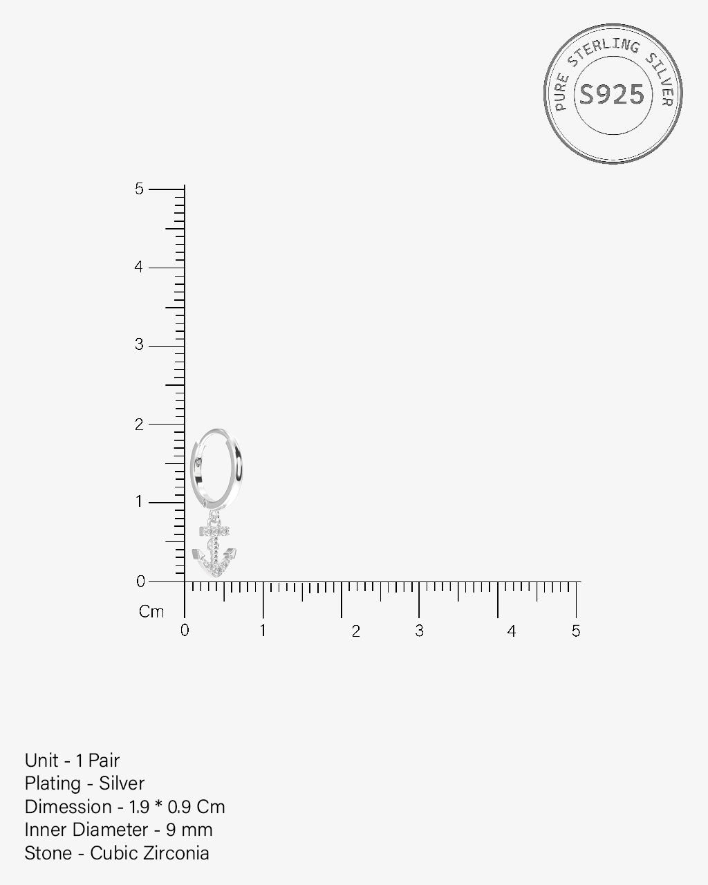 Anchor Charm Hoop Earrings