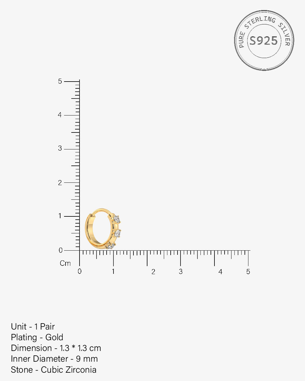 Three Stone Hoop Earrings