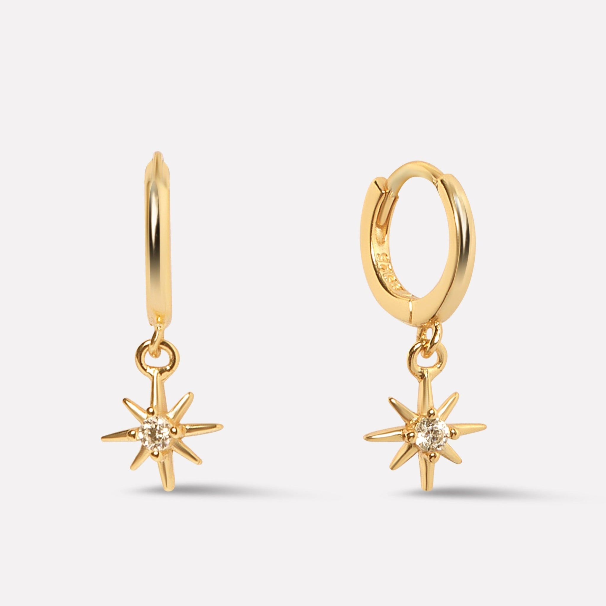 Mini Sunrays Charm Hoop Earrings