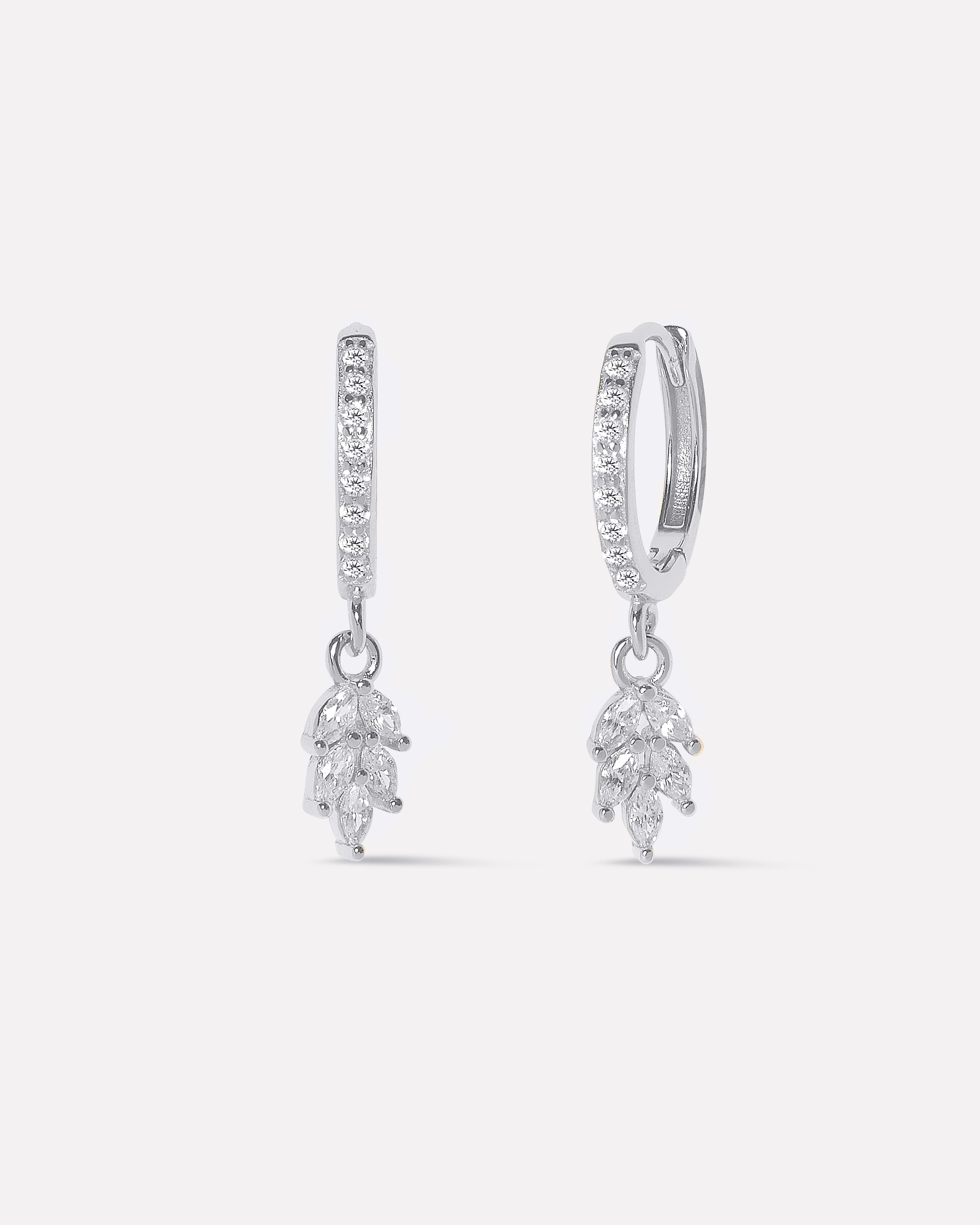 Petal Leaf Charm Hoop Earrings