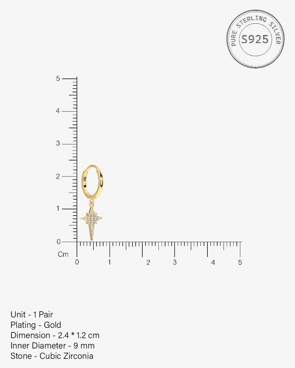 Elongated Star Hoop Earrings