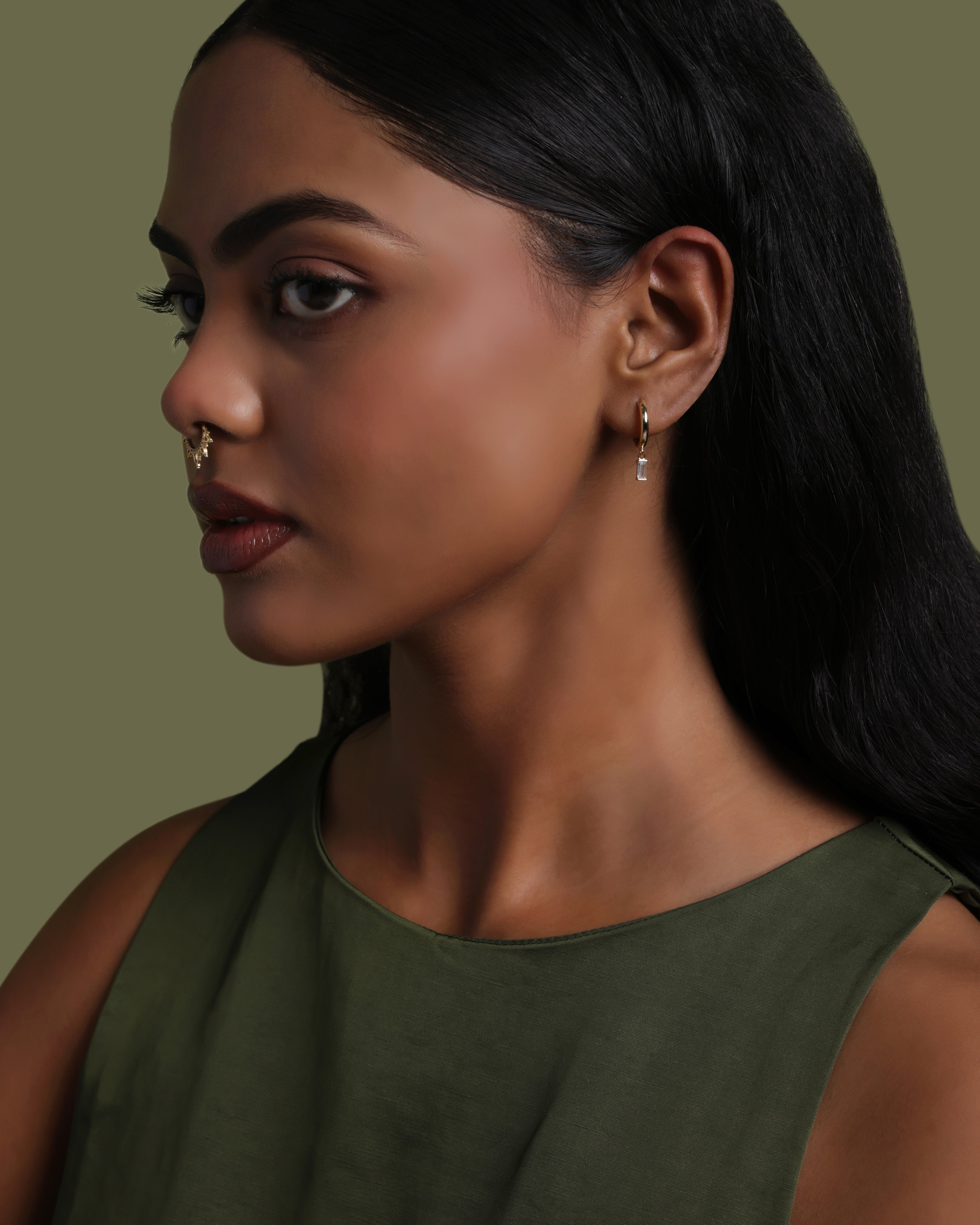 Bold Baguette Charm Hoop Earrings