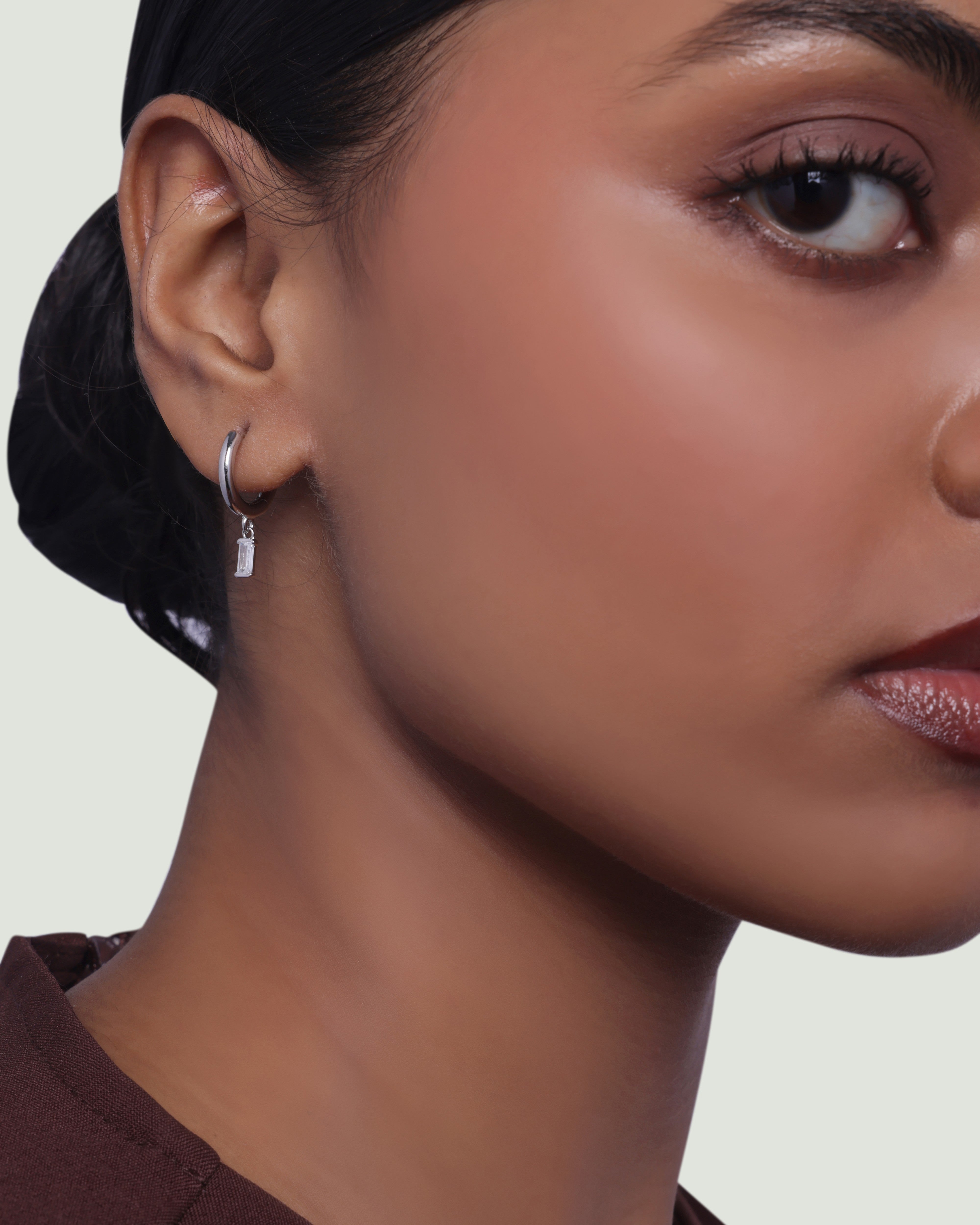 Bold Baguette Charm Hoop Earrings