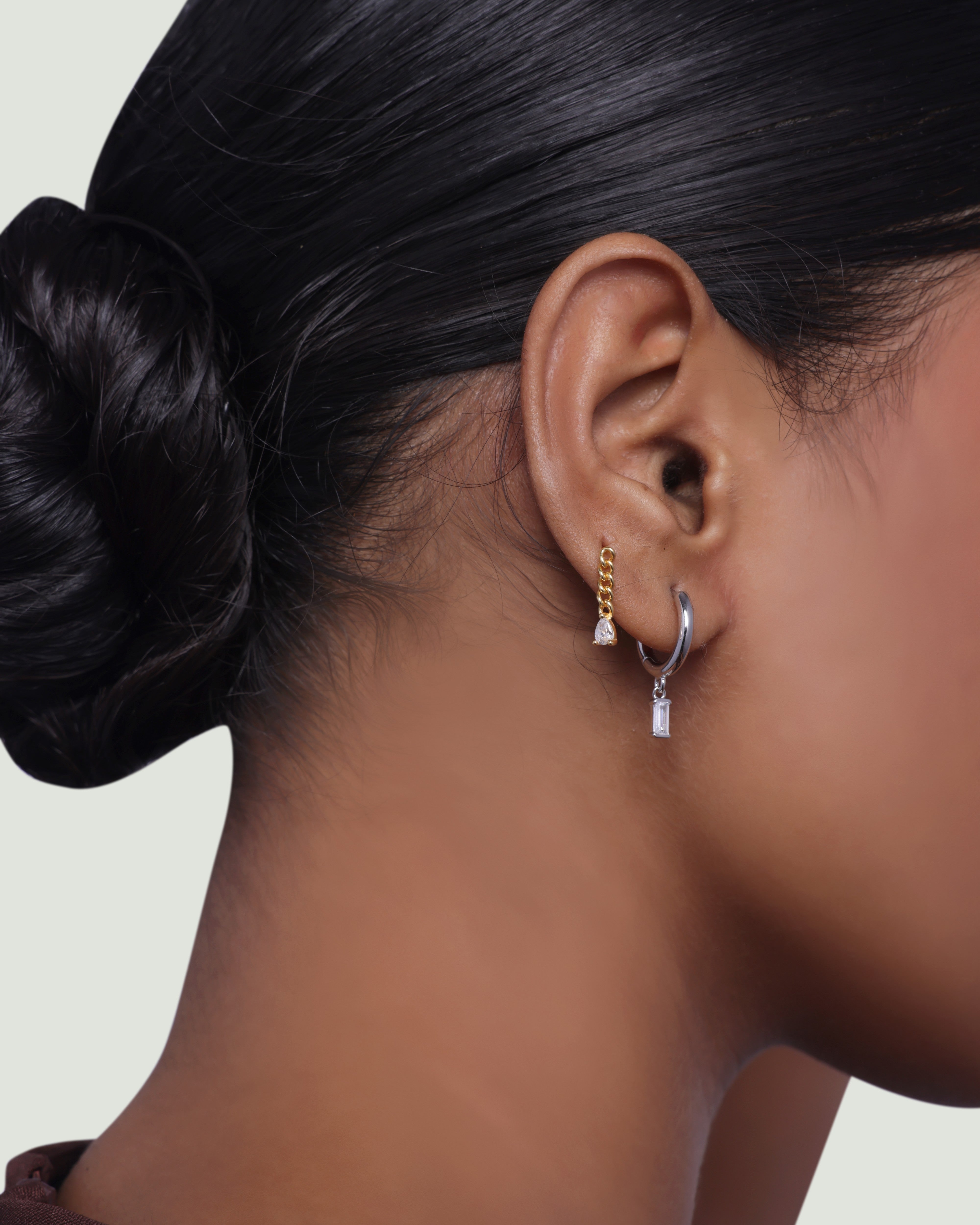 Bold Baguette Charm Hoop Earrings