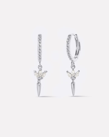 Minimal Lotus Drop Hoop Earrings