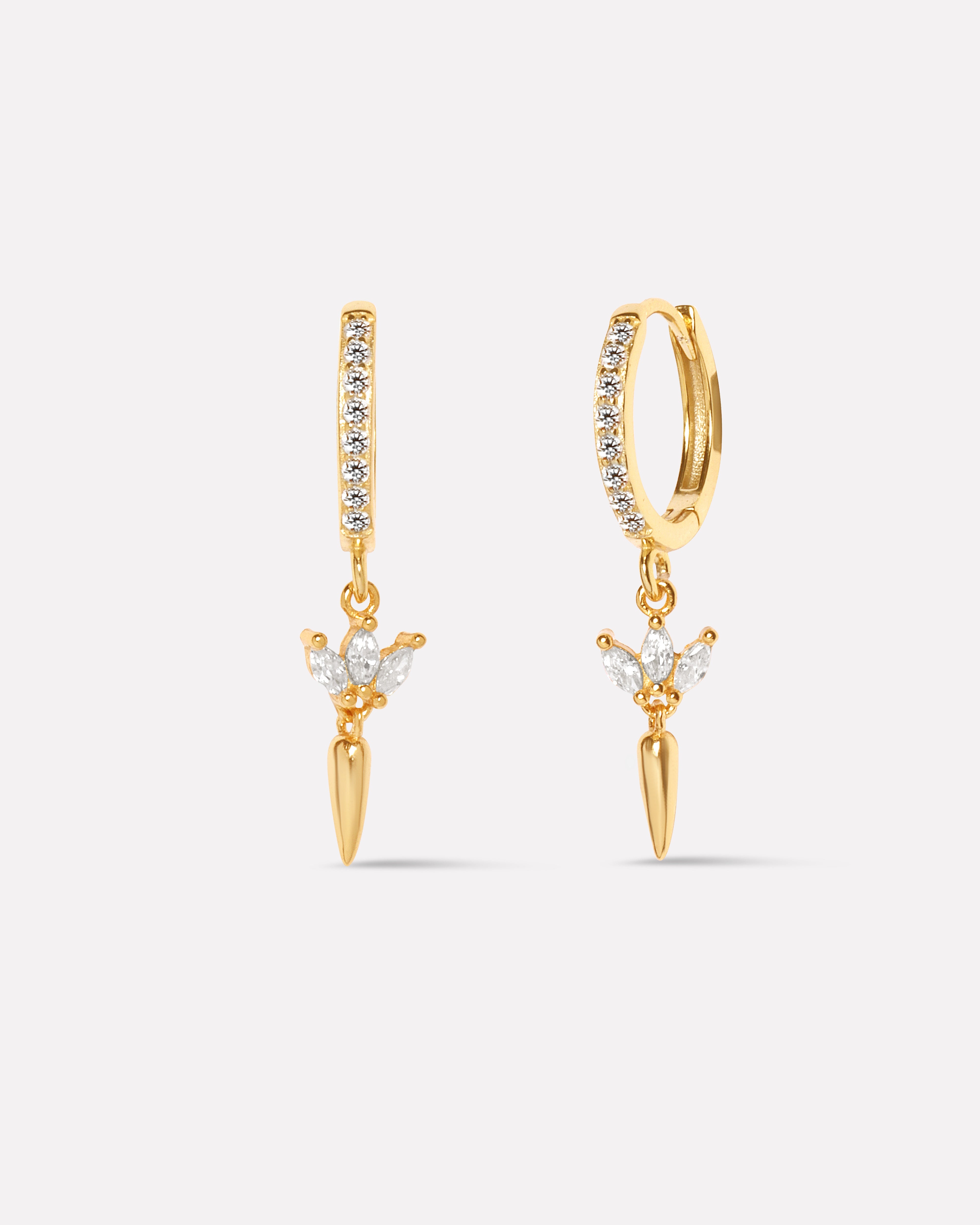 Minimal Lotus Drop Hoop Earrings