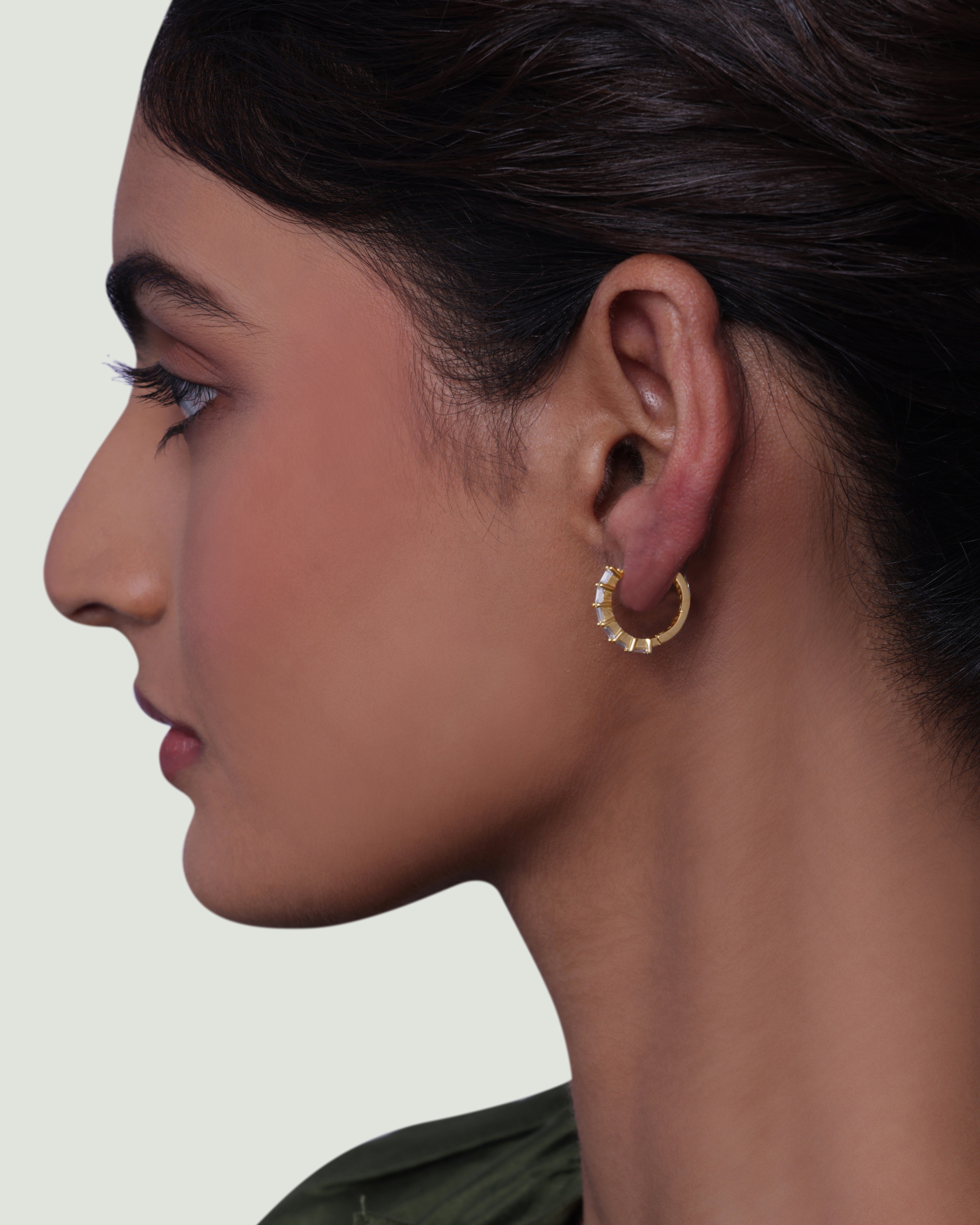 Long Grid Hoop Earrings