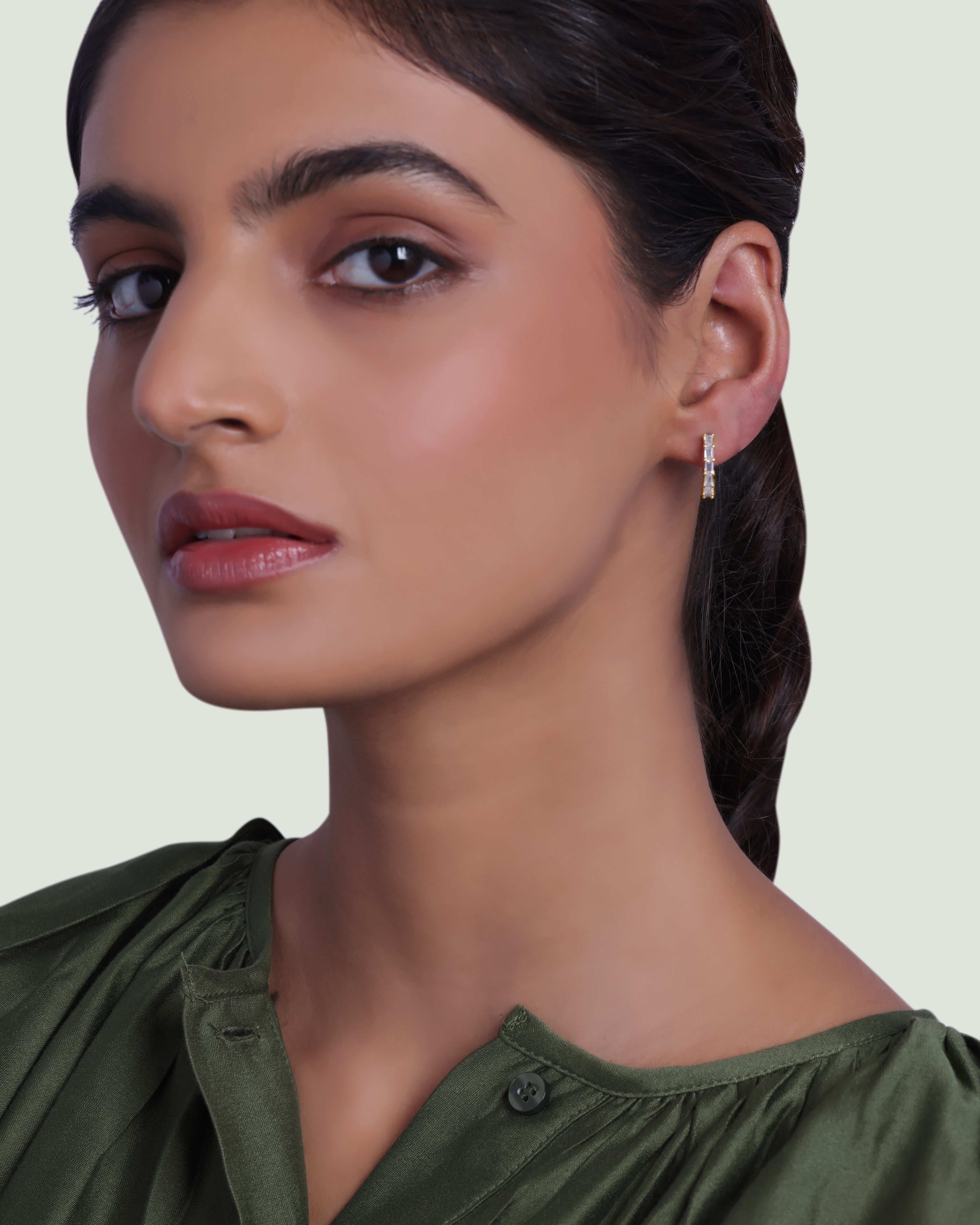 Long Grid Hoop Earrings