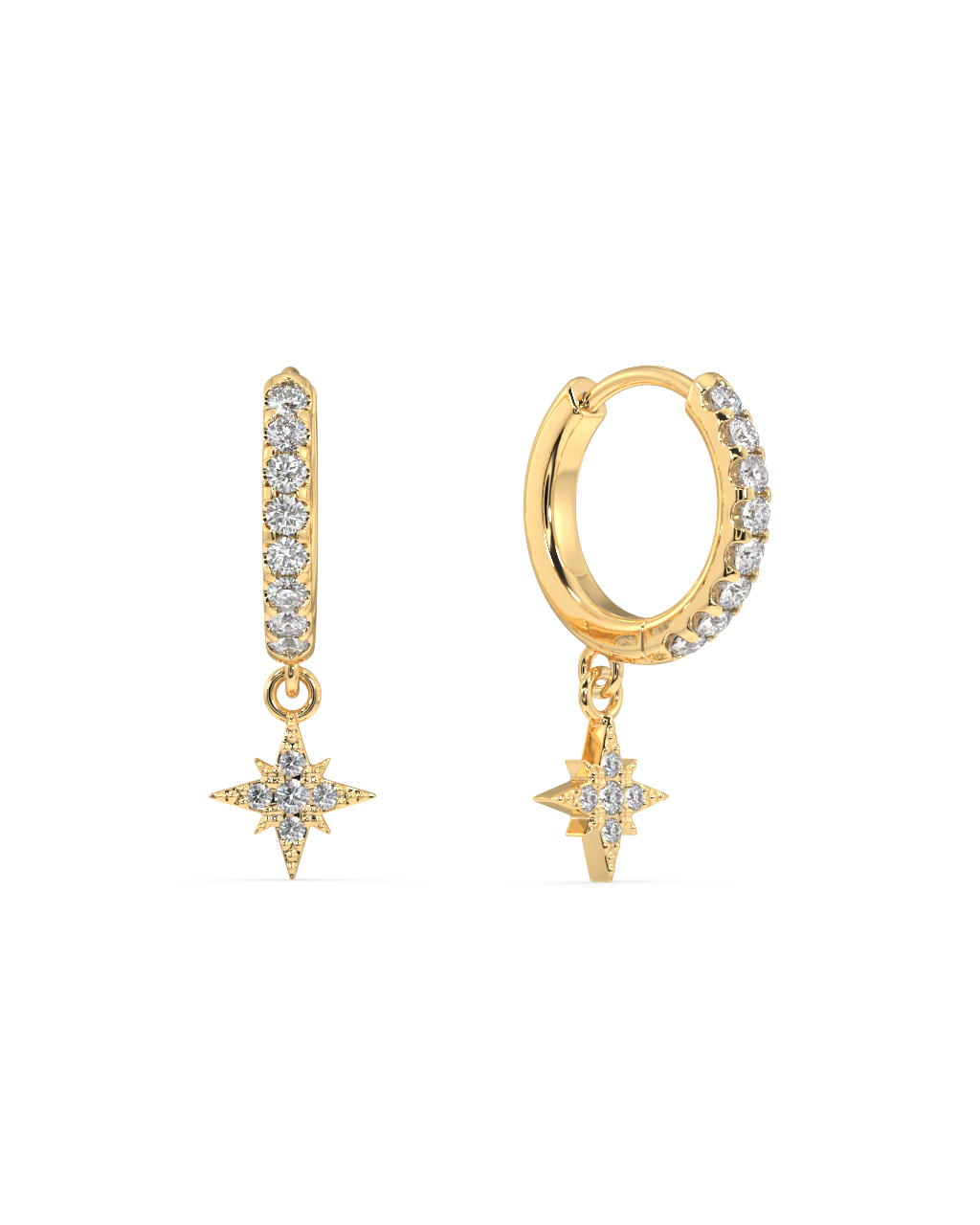 Mini Five Star Hoop Earrings