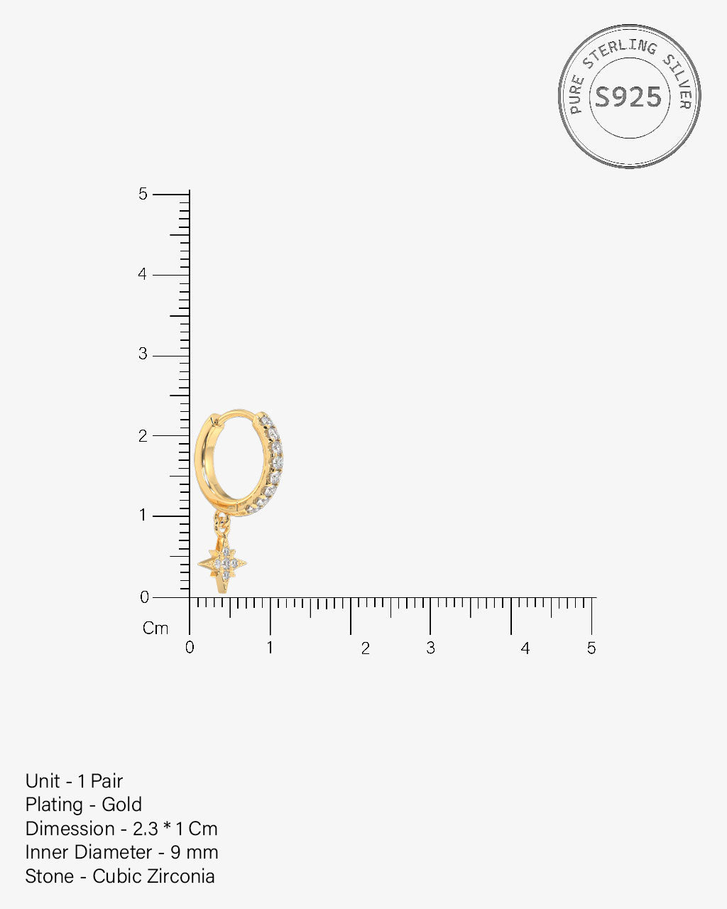 Mini Five Star Hoop Earrings