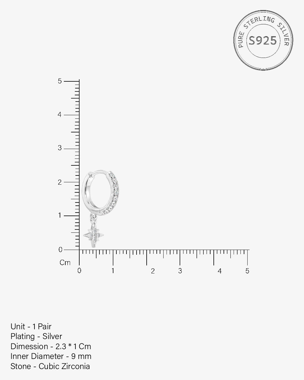 Mini Five Star Hoop Earrings