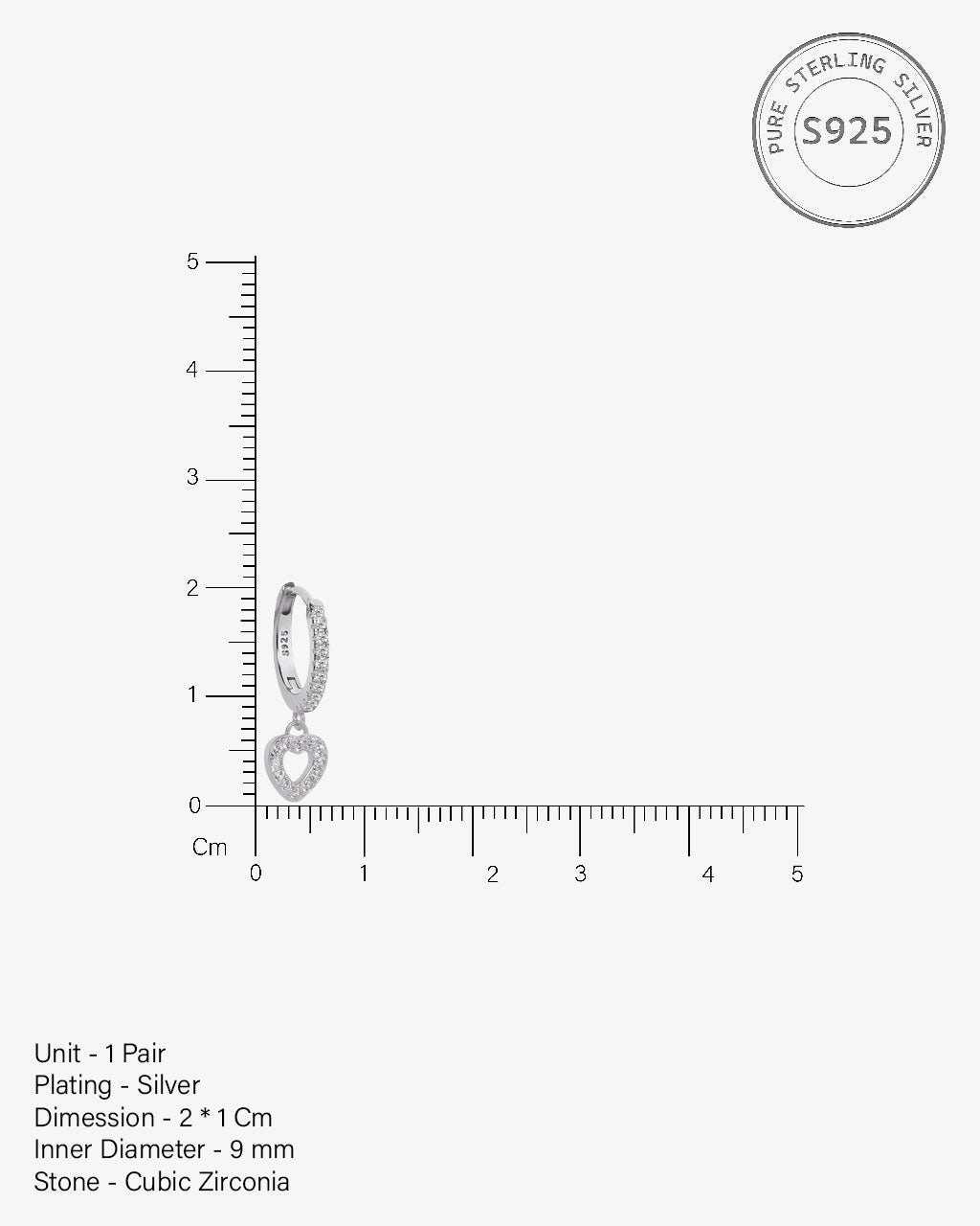 A Forever Stone Pave Heart Hoop Earrings