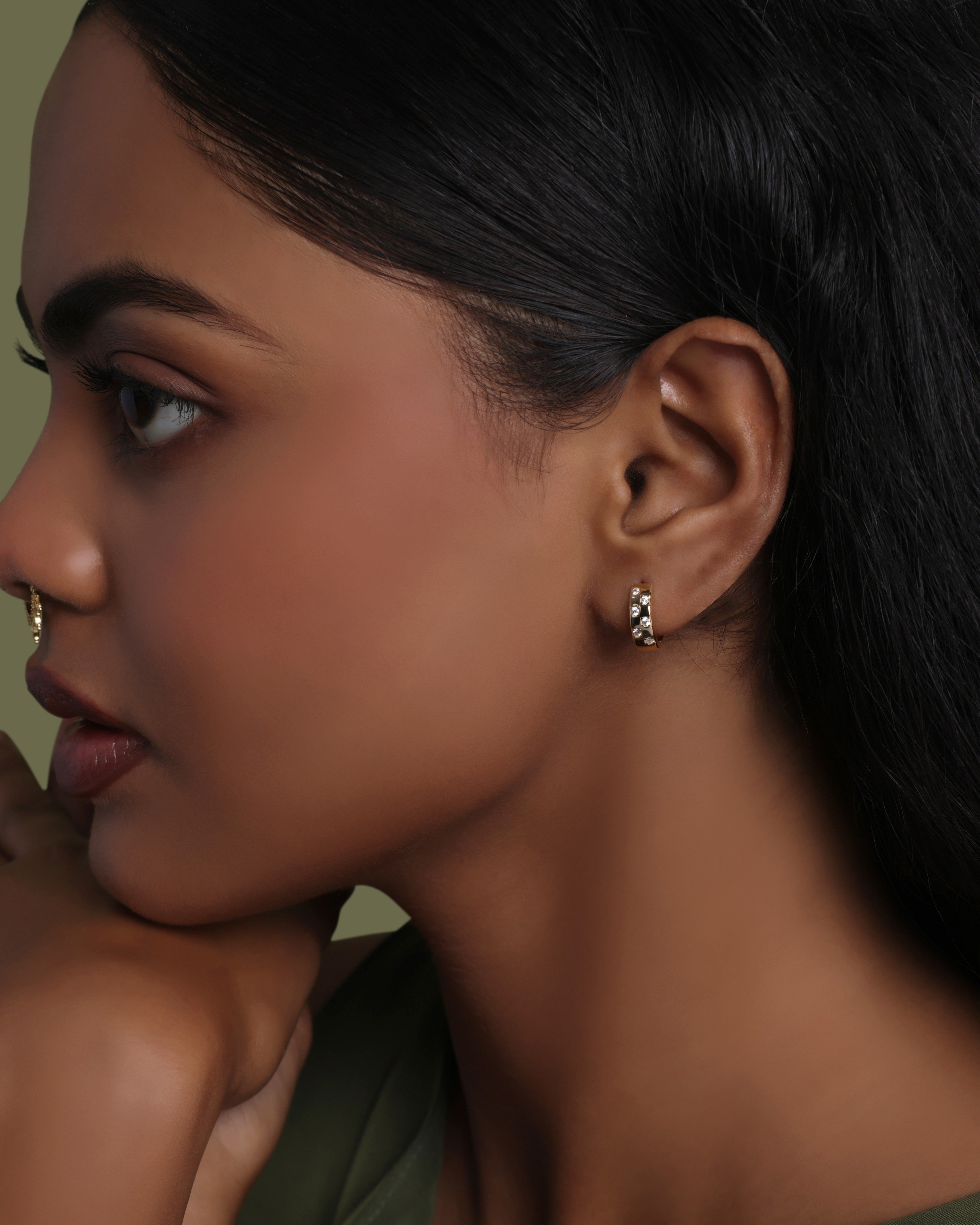 Starlit Checkmate Hoop Earrings