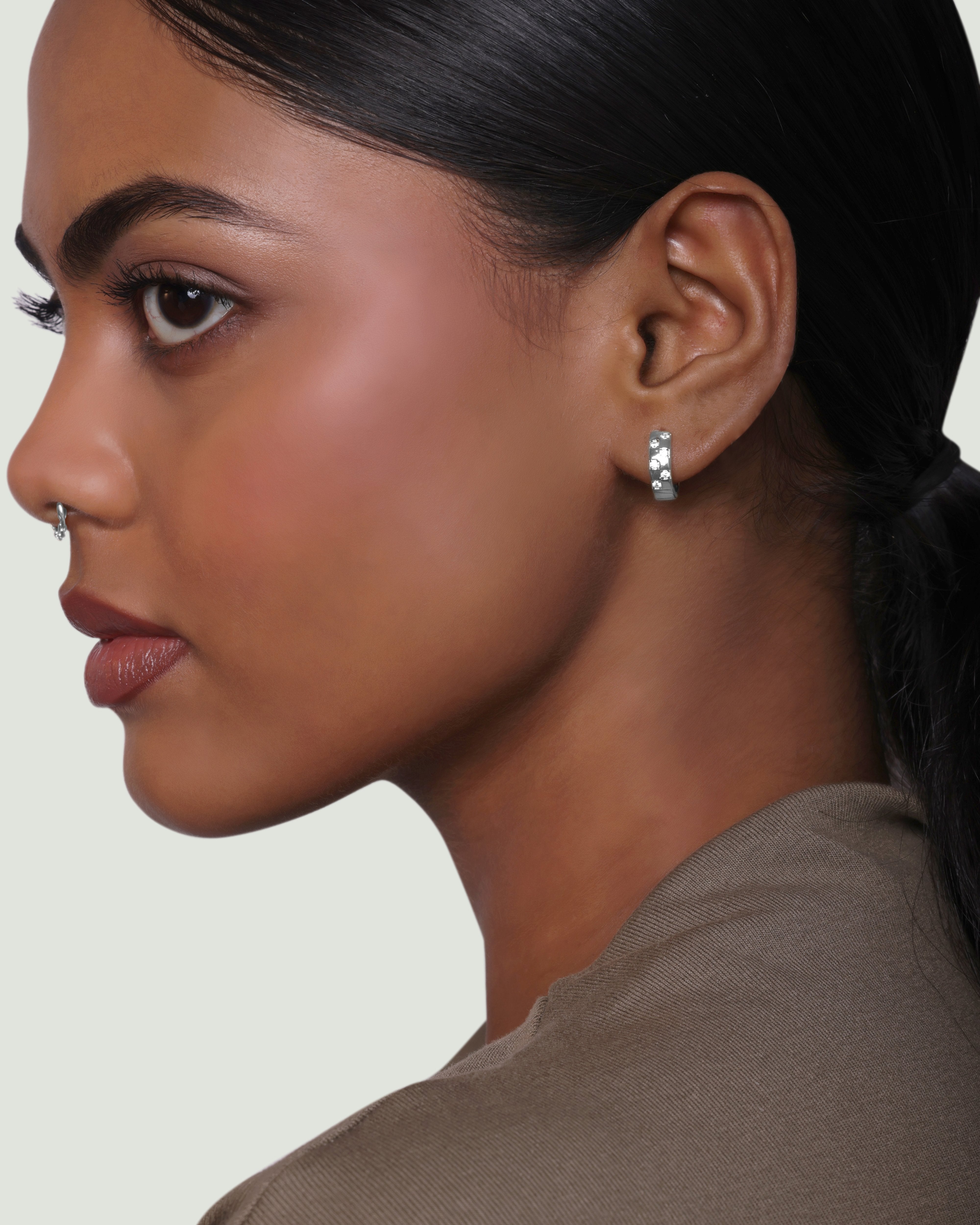 Starlit Checkmate Hoop Earrings