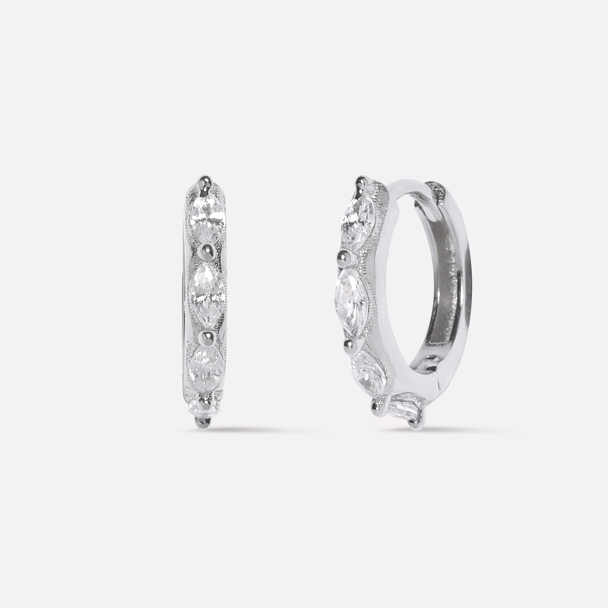 Marquise Stone Round Hoop Earrings
