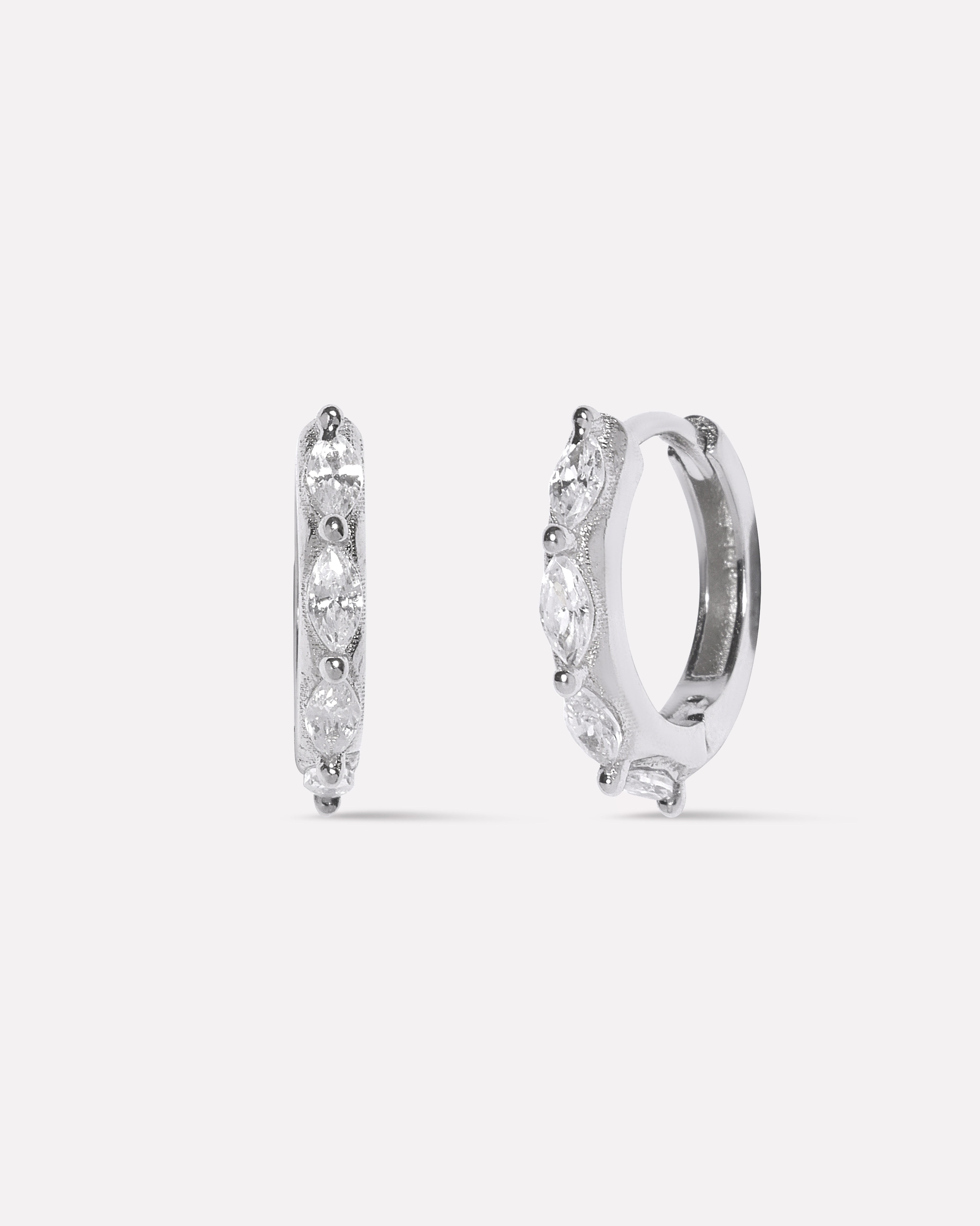 Marquise Stone Round Hoop Earrings