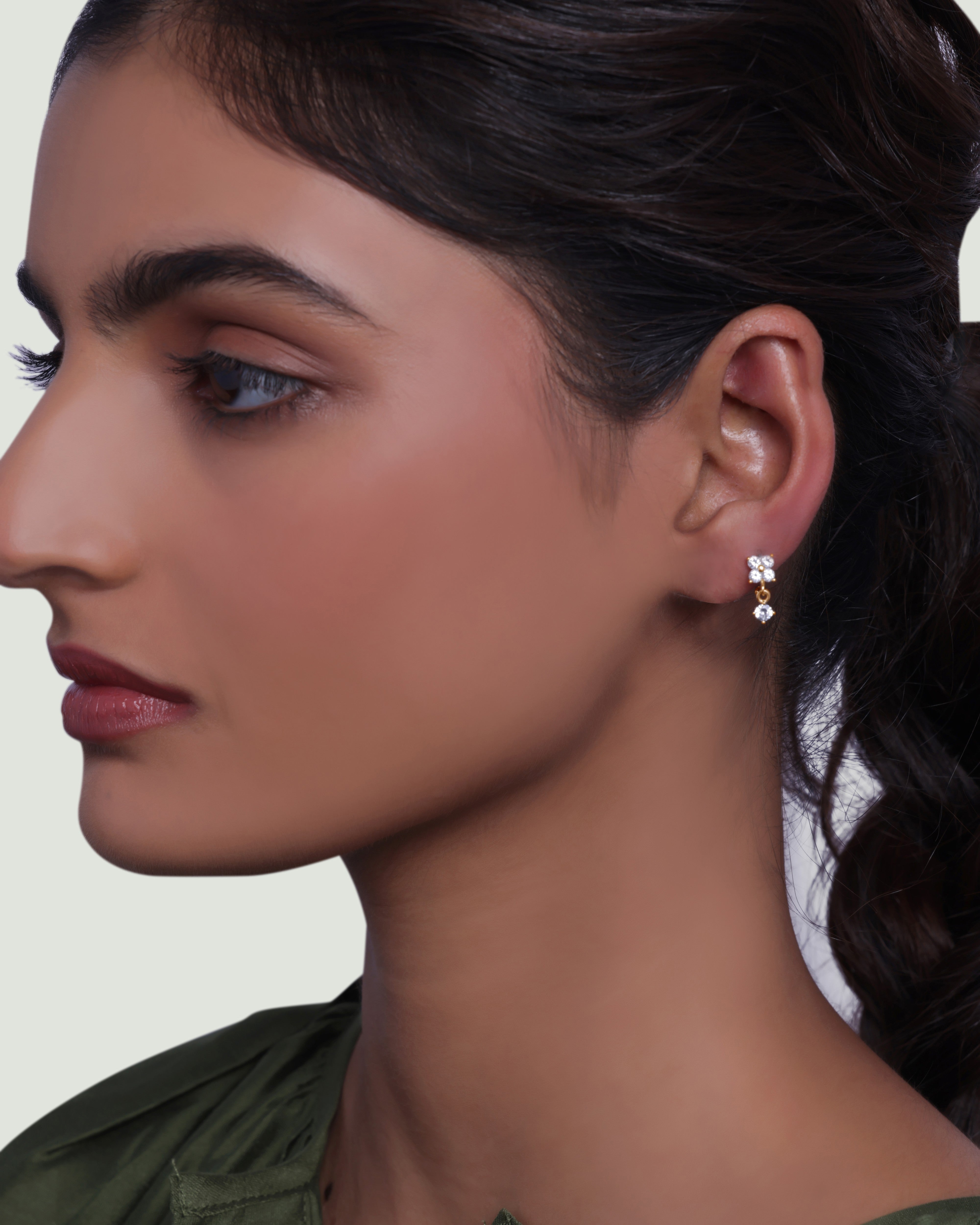 Four Petal Flower Drop Hoop Earrings