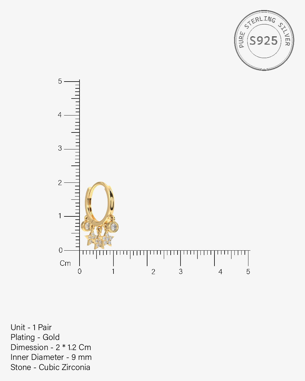 Multi Star Charm Hoop Earrings