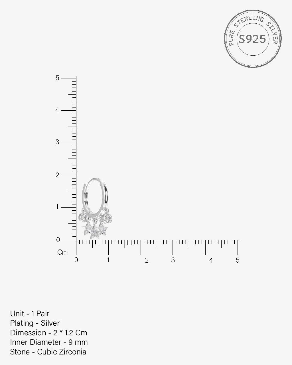 Multi Star Charm Hoop Earrings