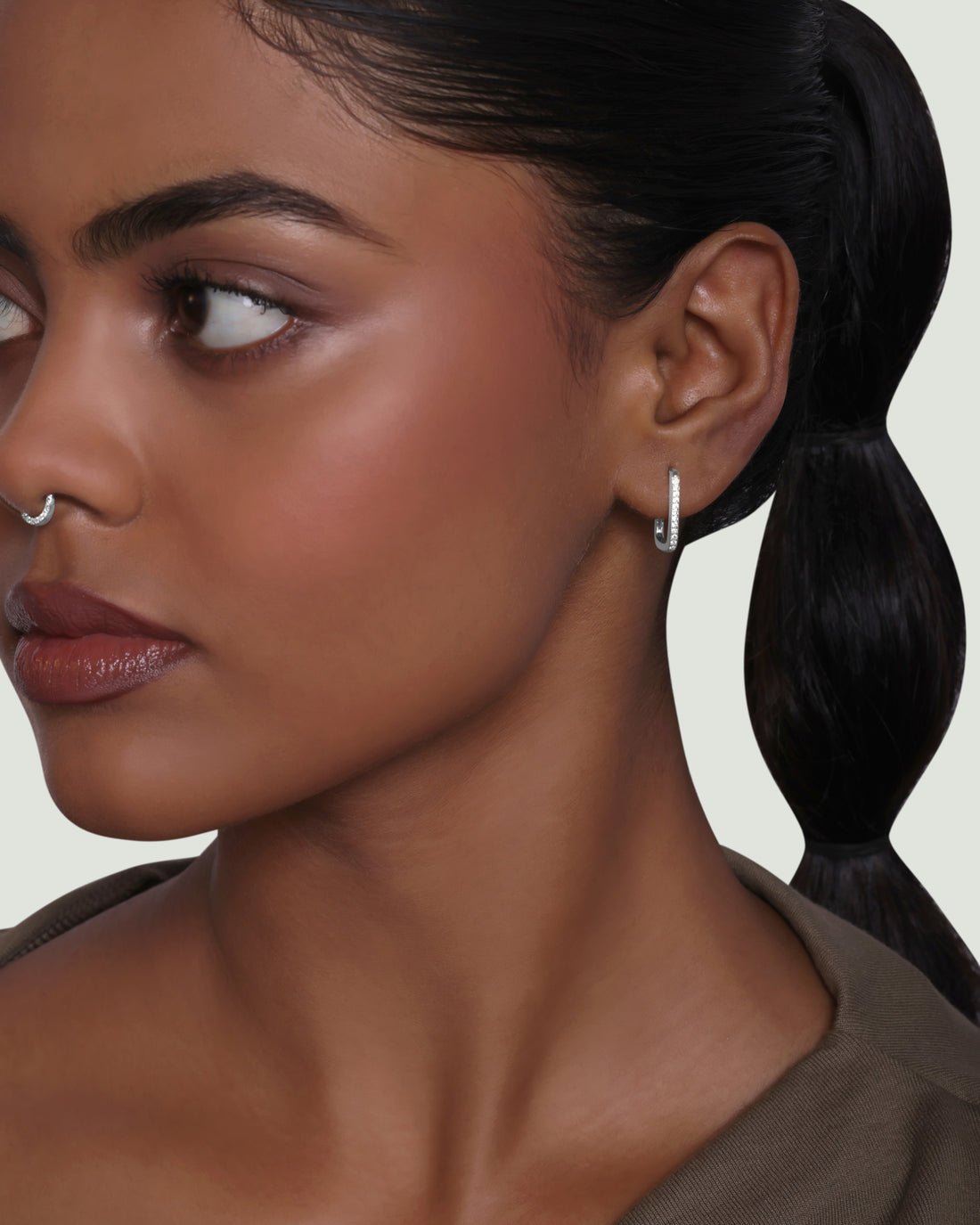 Statement Zirconia Square Hoop Earrings