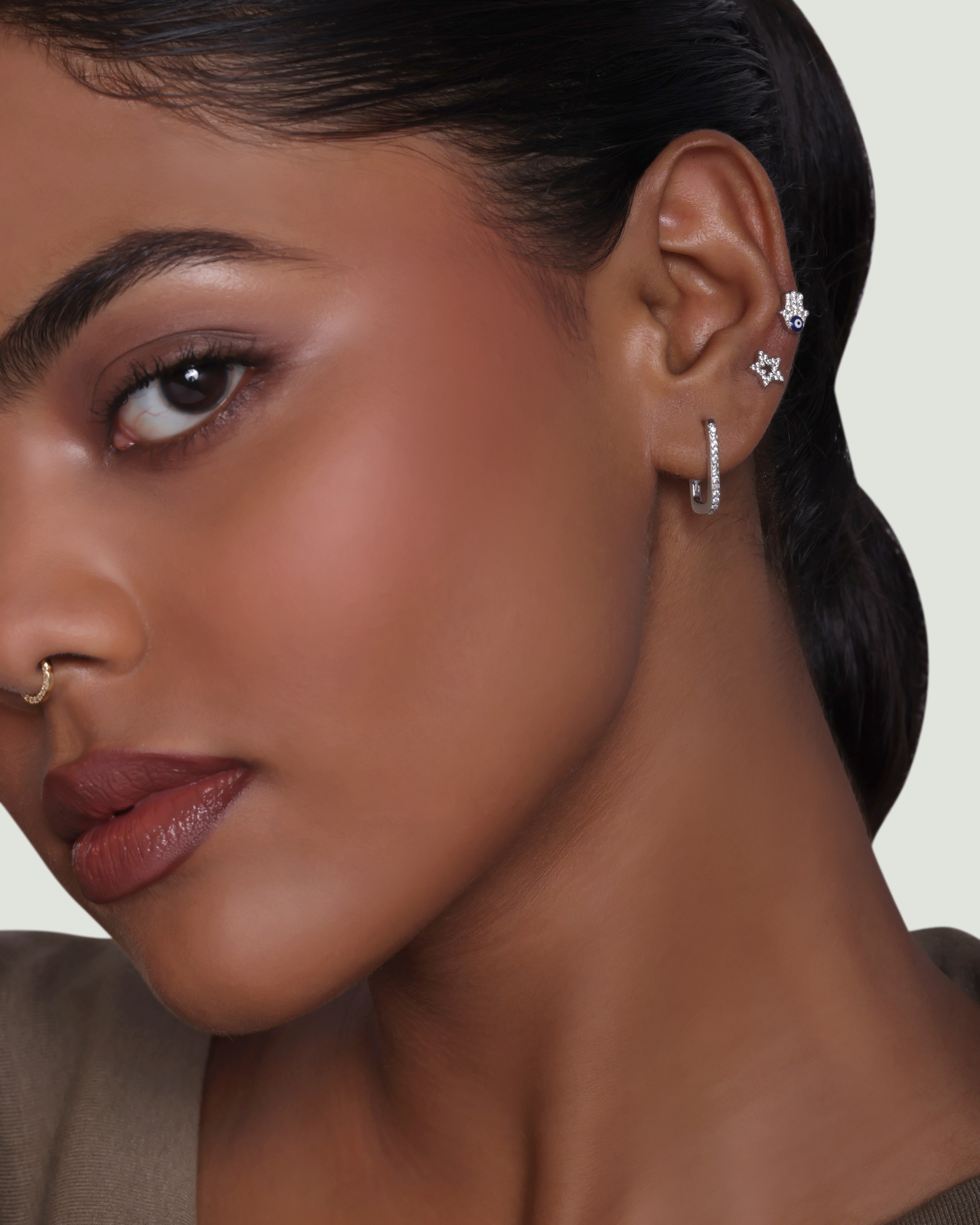 Statement Zirconia Square Hoop Earrings