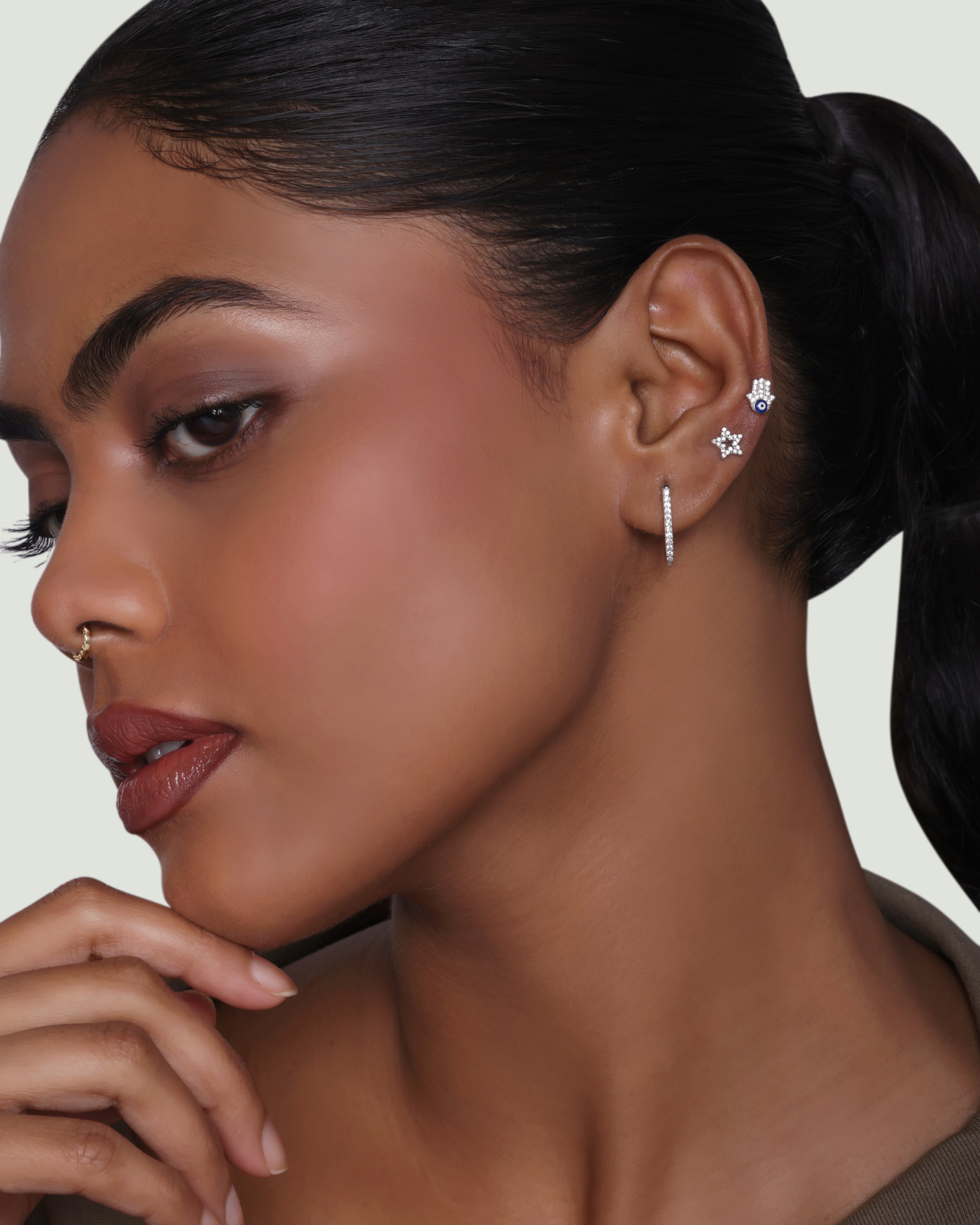 Rhodium Square Statement Hoop - 92.5 Silver - Hypoallergenic