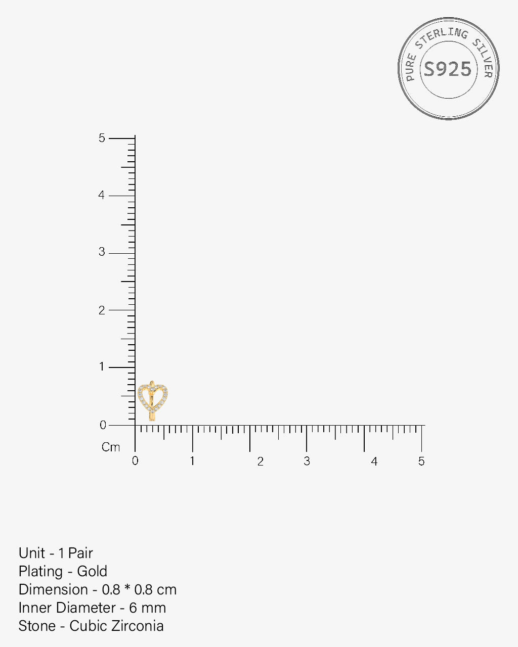 Stone Paved Heart Huggee Hoop Earrings