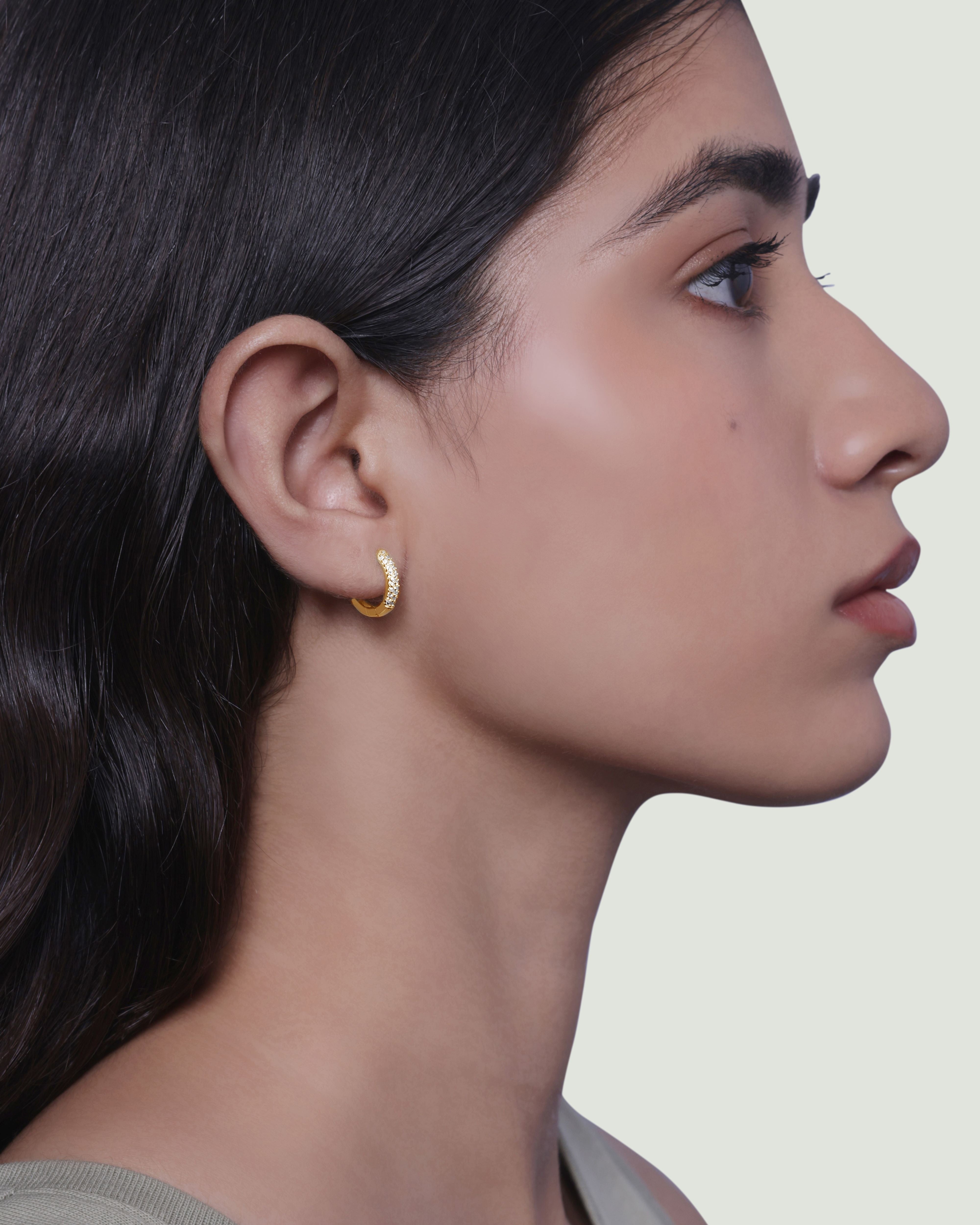 Zirconia Thick Hoops Earrings - 10MM