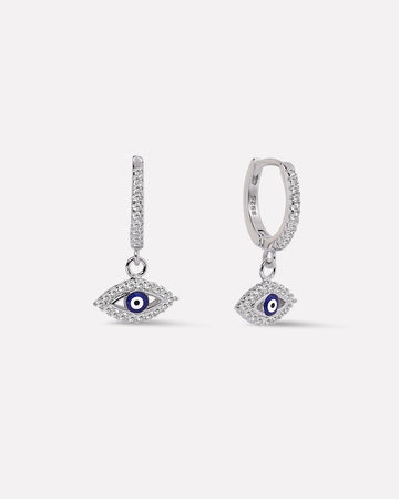 Enamel Eye Charm Hoops Earrings