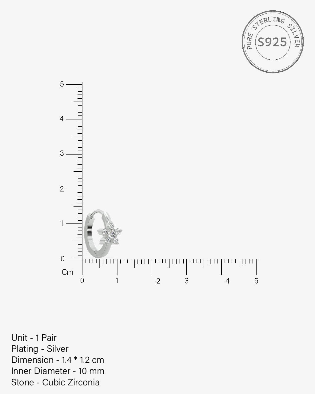 Floral Silver Hoops Earrings