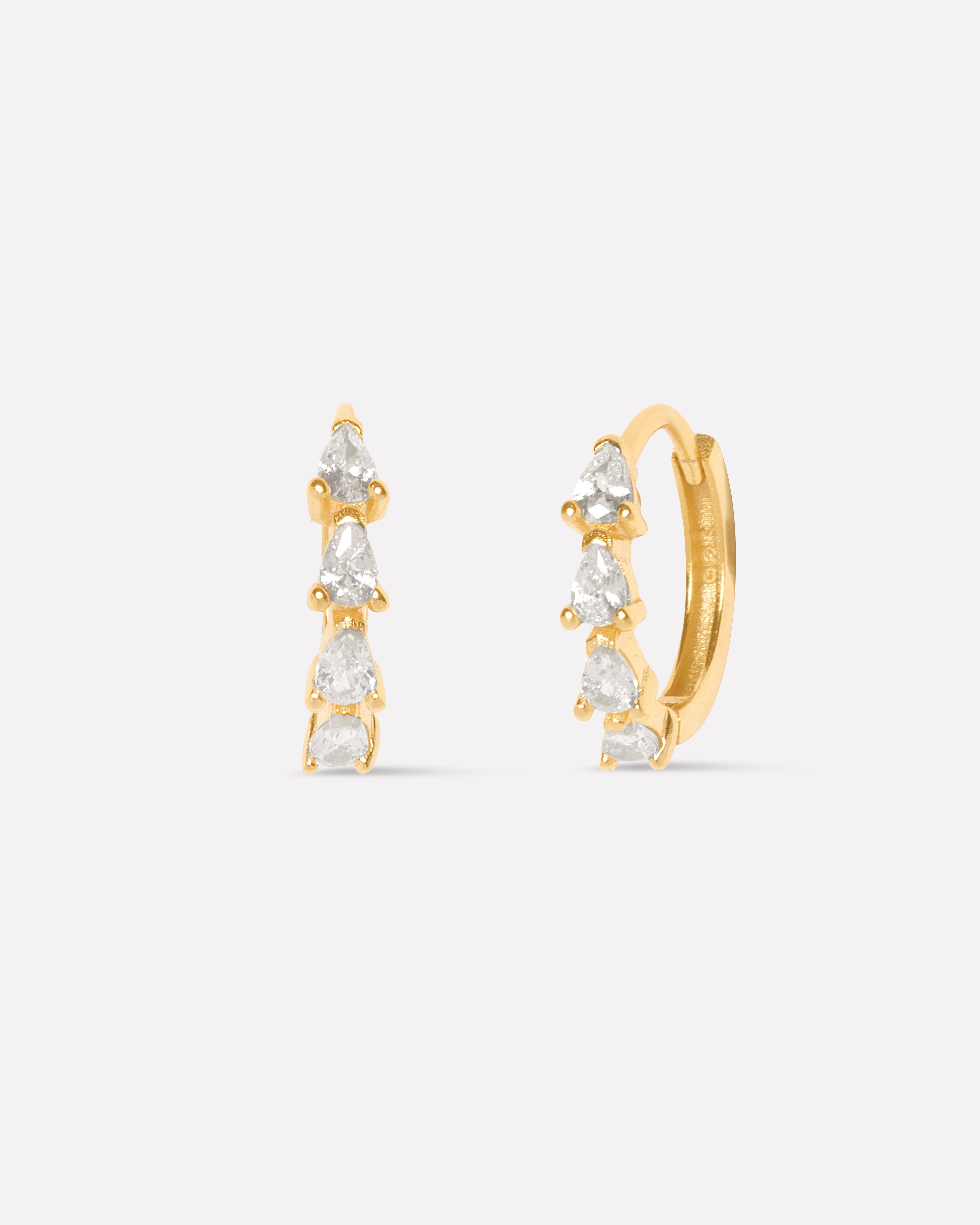 Pear Zirconia Hoop Earrings - Multiple Sizes