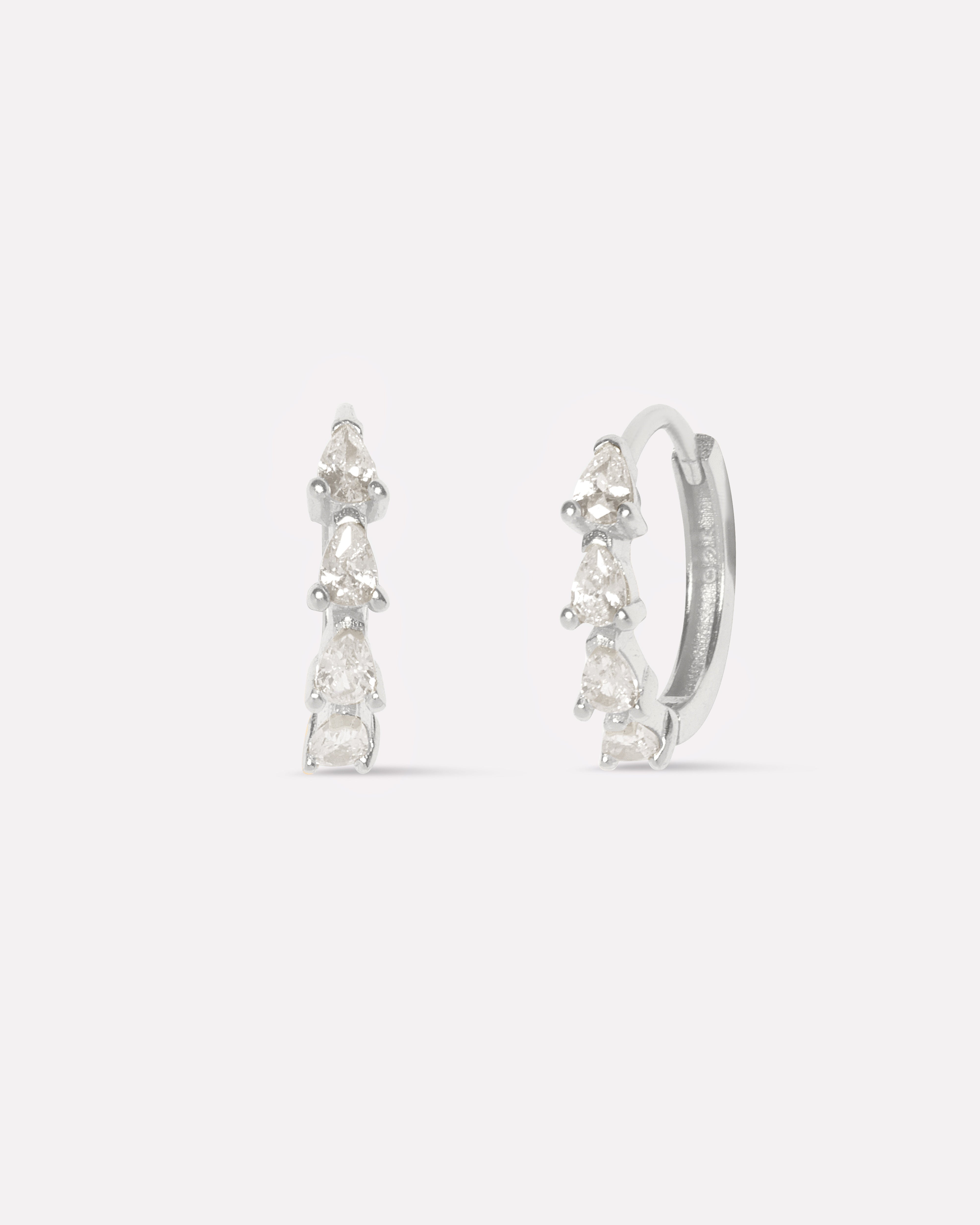 Pear Zirconia Hoop Earrings - Multiple Sizes