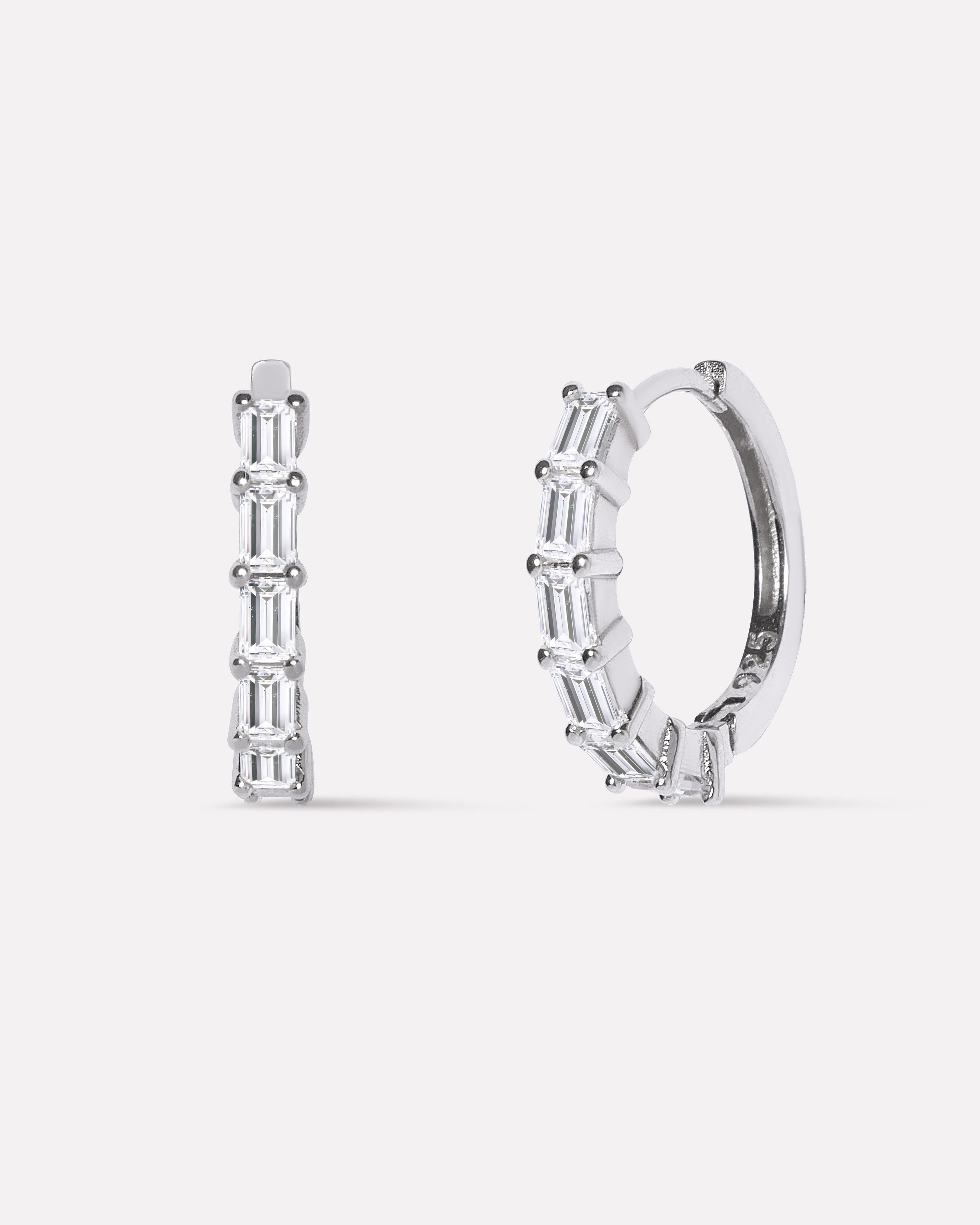 Long Grid Hoop Earrings