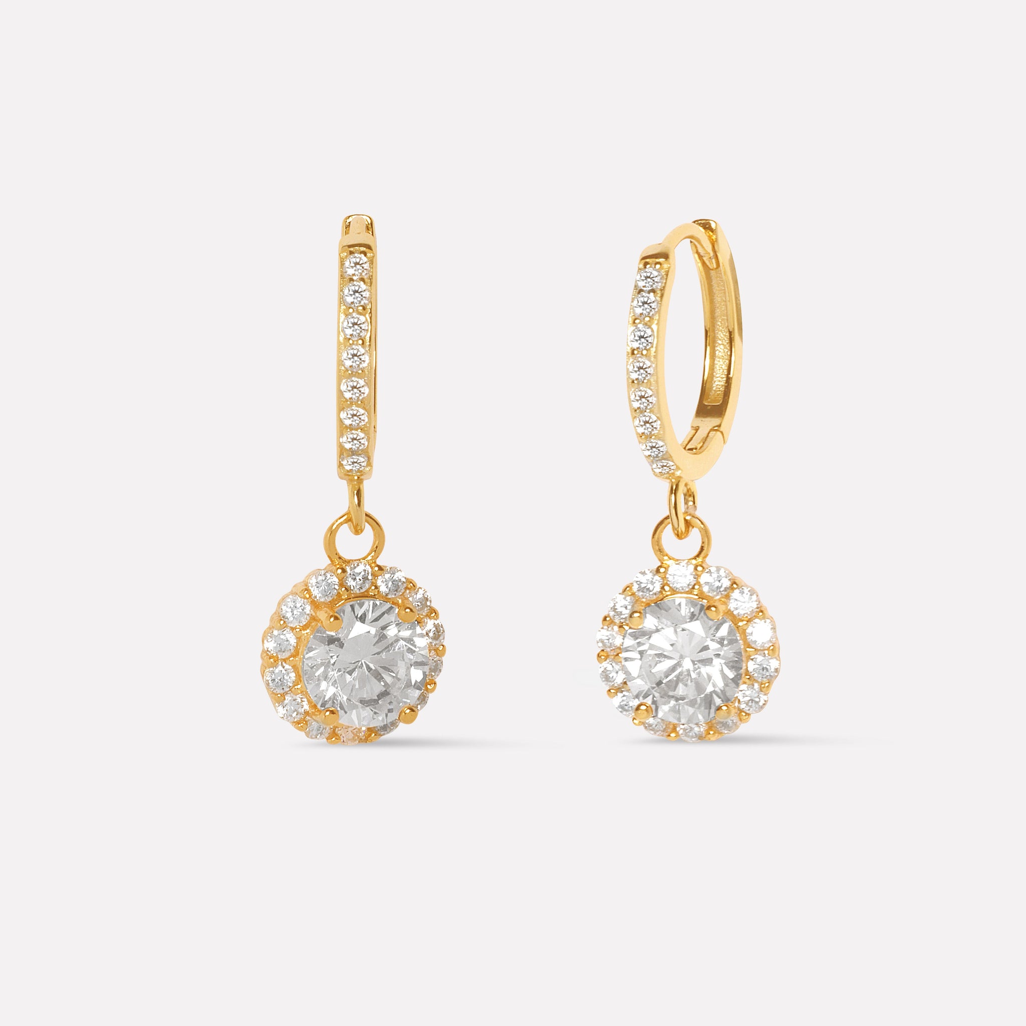 Round Halo Crystal Hoop Earrings