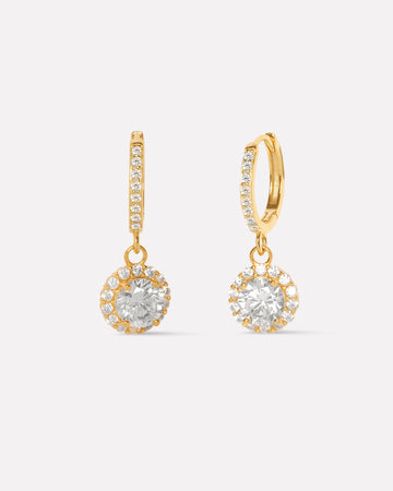 Round Halo Crystal Hoop Earrings