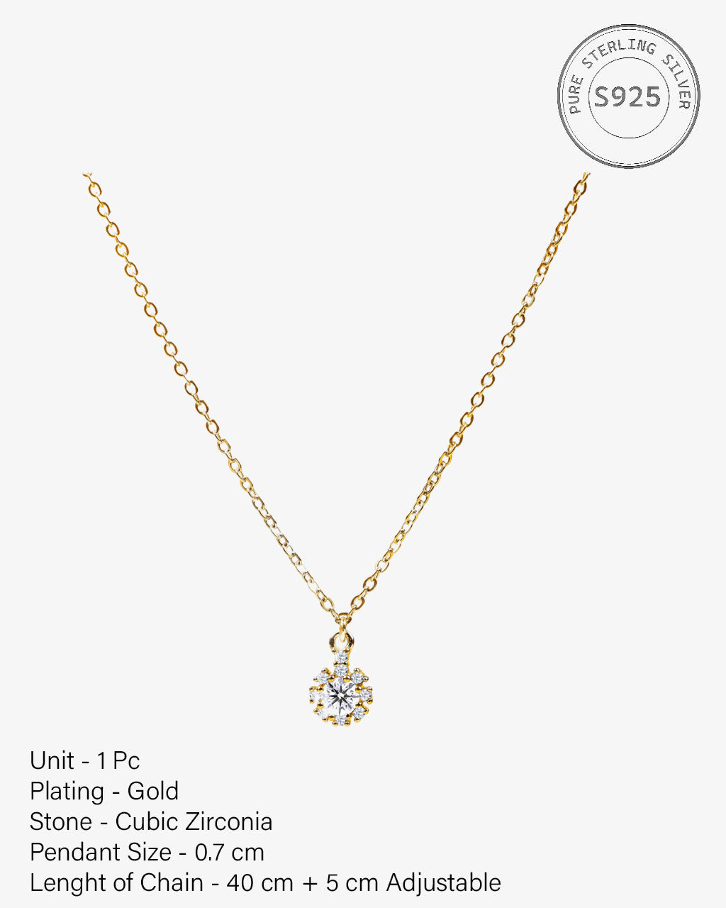 Solitaire Silver Necklace