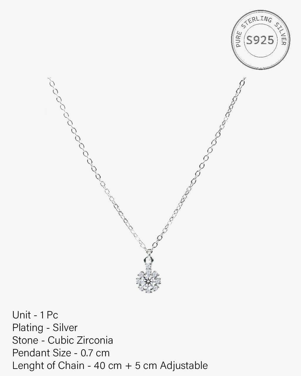 Solitaire Silver Necklace
