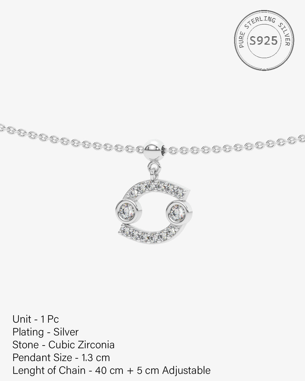 Cancer Stone Pave Zodiac Necklace