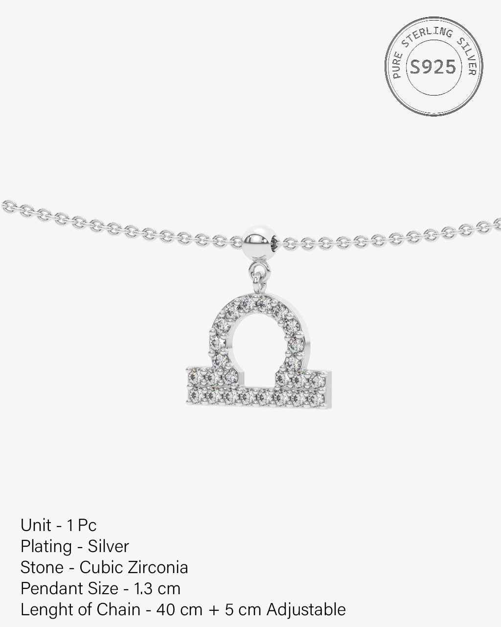 Libra Stone Pave Zodiac Necklace