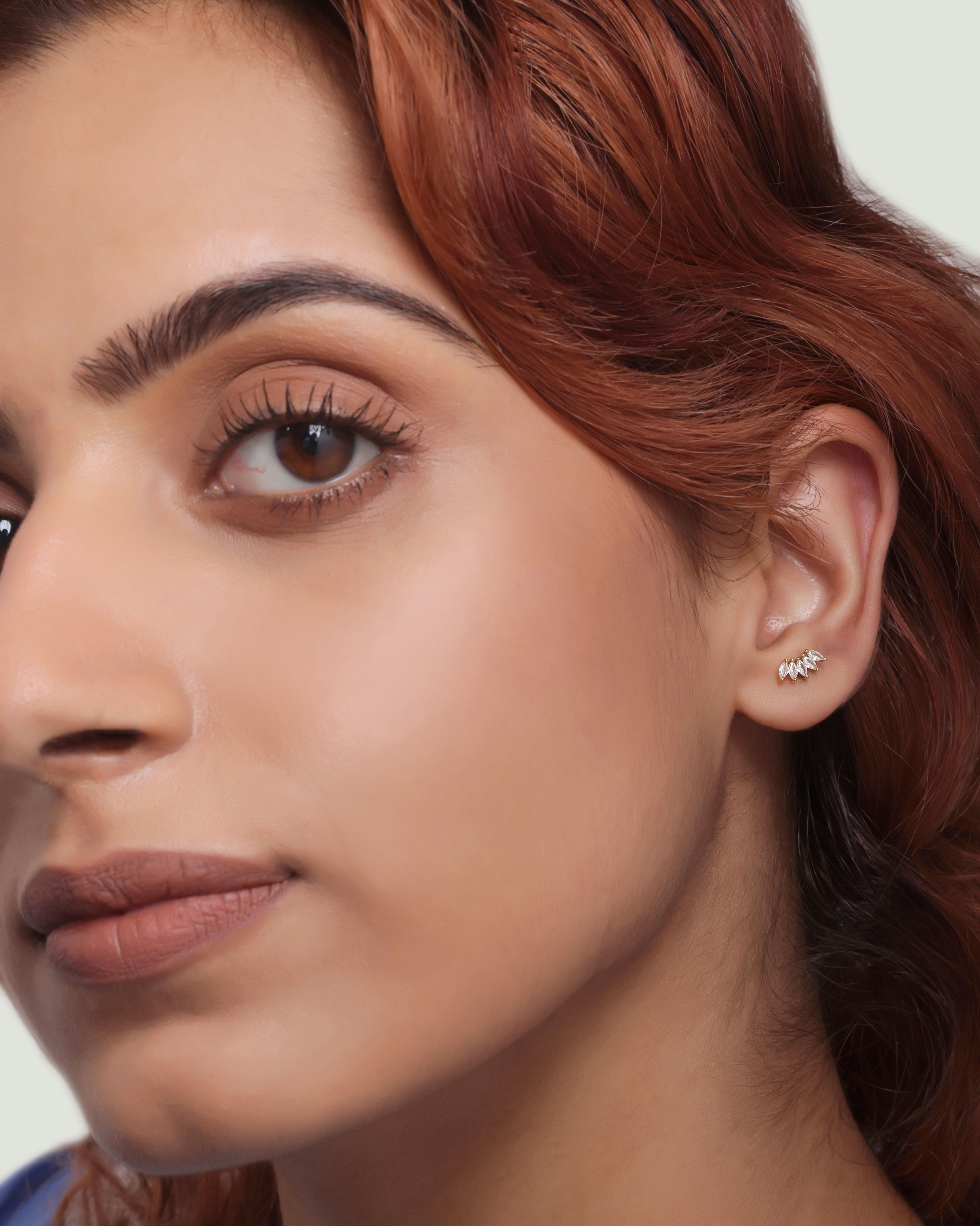 Baguette Stone Crown Stud Earrings