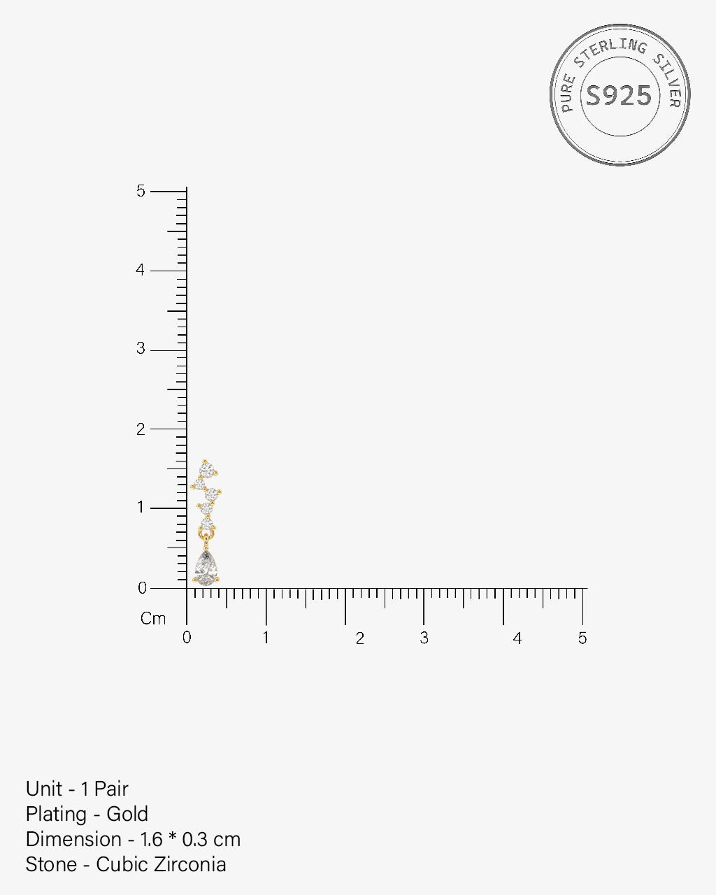 Classic Zirconia Asymmetry Stud Earrings