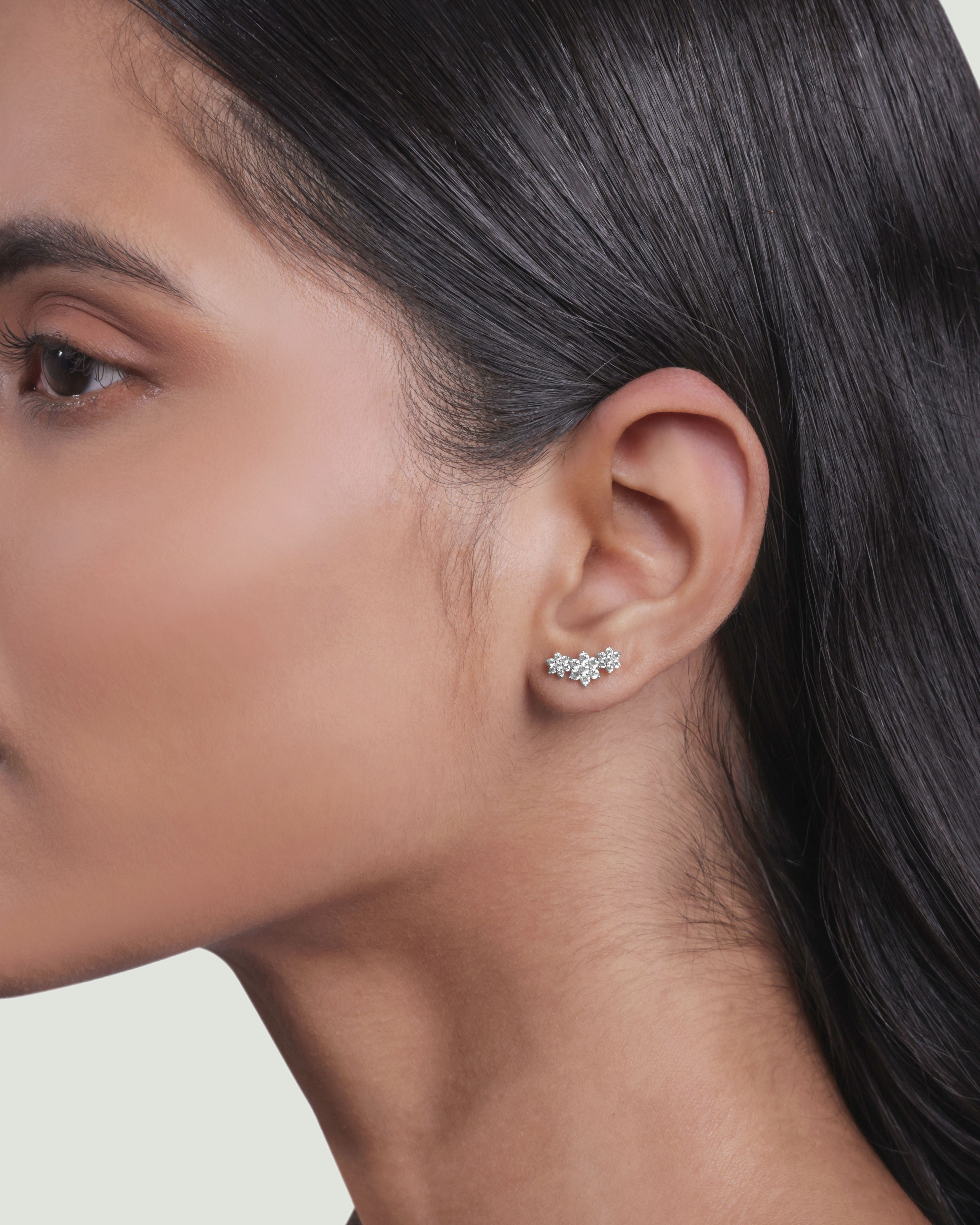 Garland Climber Flat Back Screw Stud Earrings