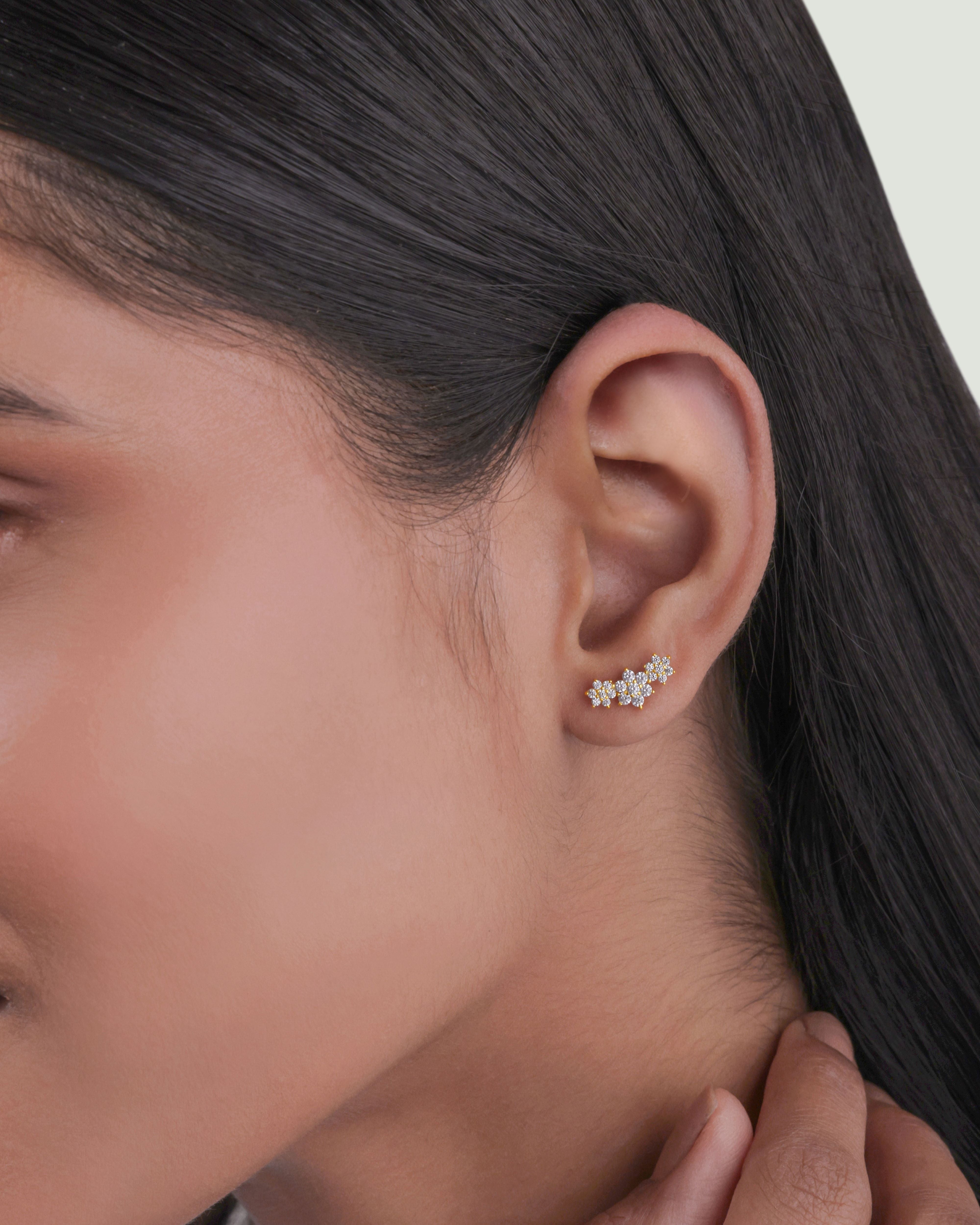 Garland Climber Flat Back Screw Stud Earrings