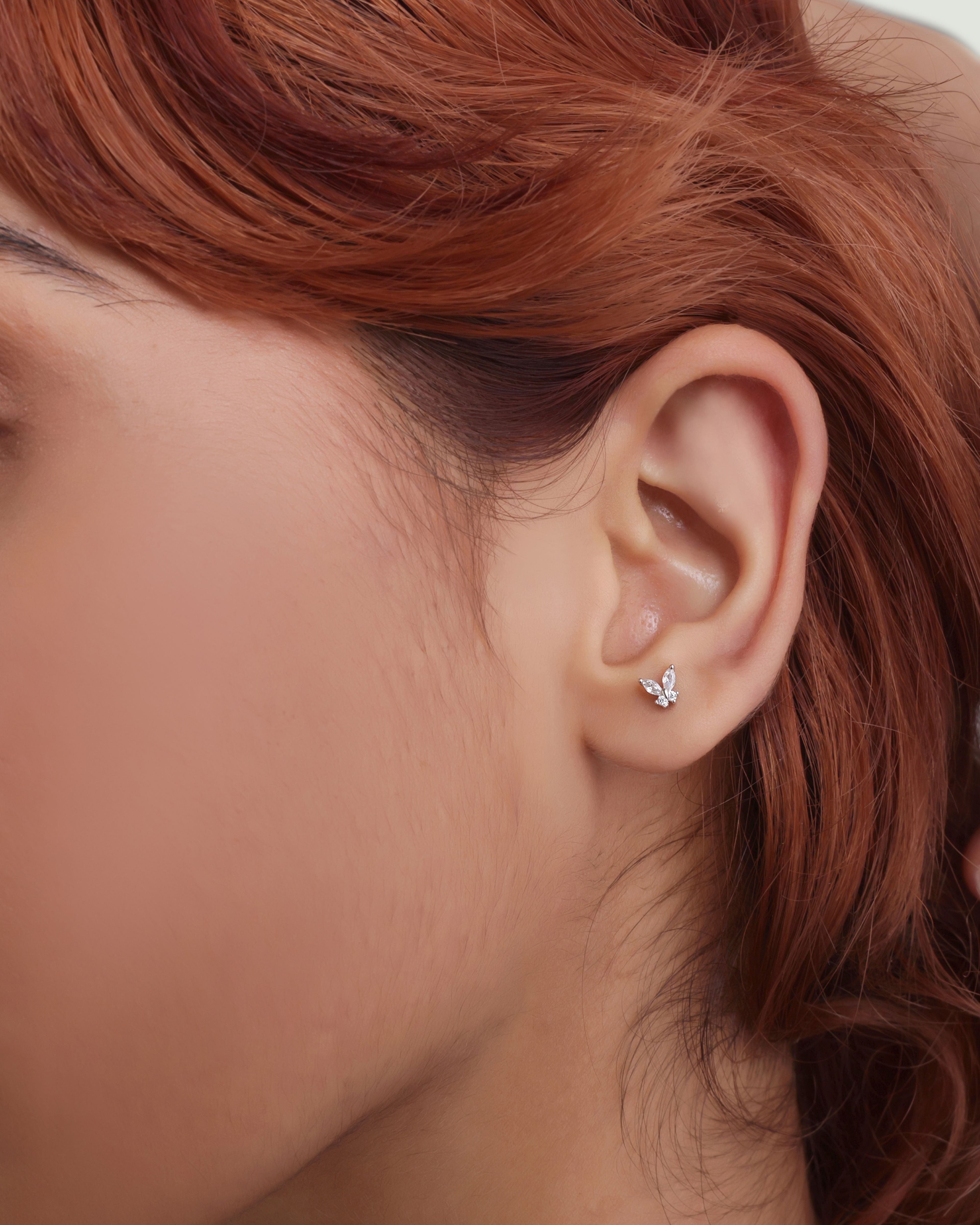 Radiant Butterfly Flat Back Screw Stud Earrings