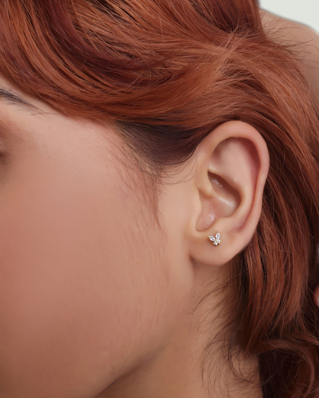 Radiant Butterfly Flat Back Screw Stud Earrings