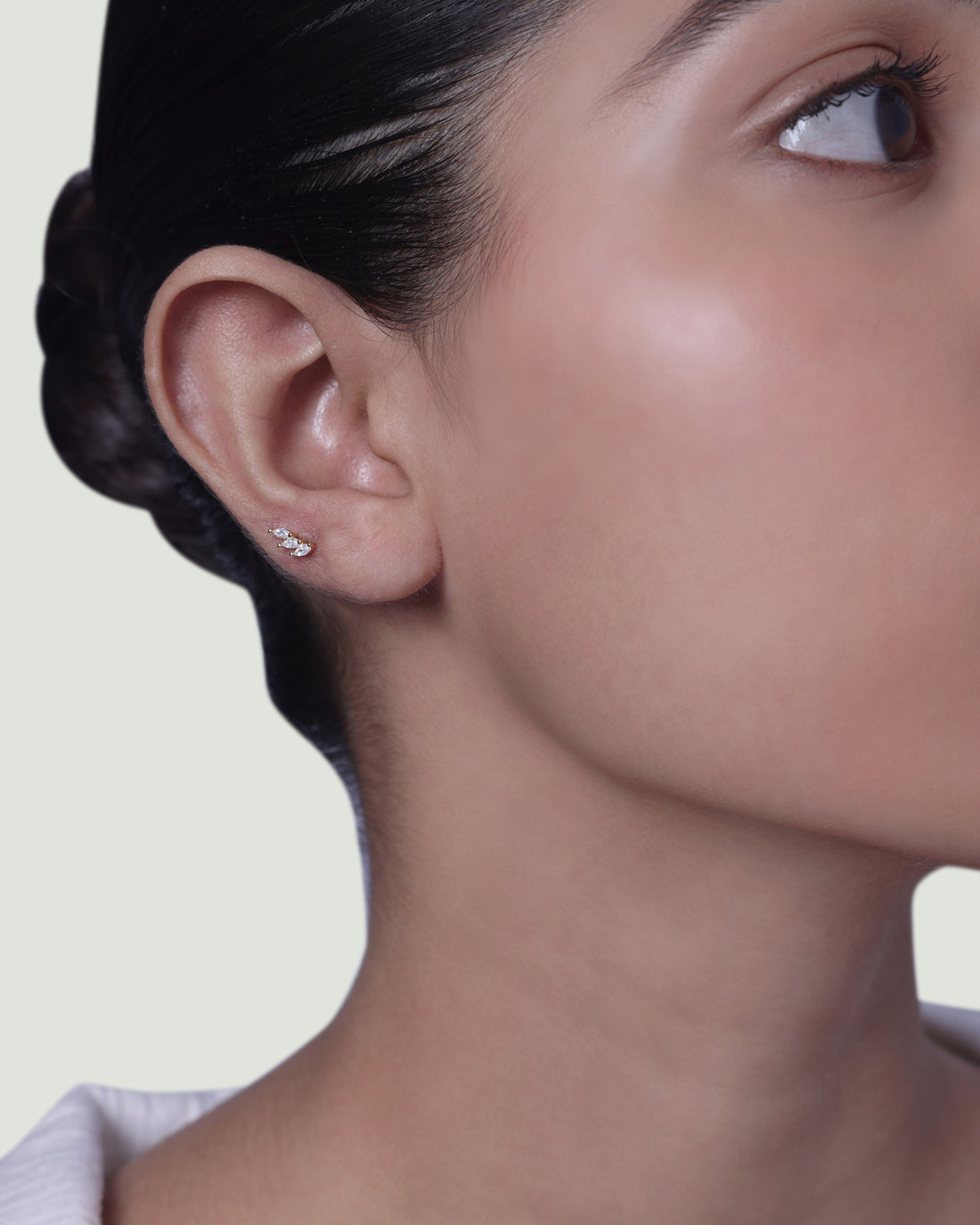 Tri Marquise Stone Climber Stud Earrings