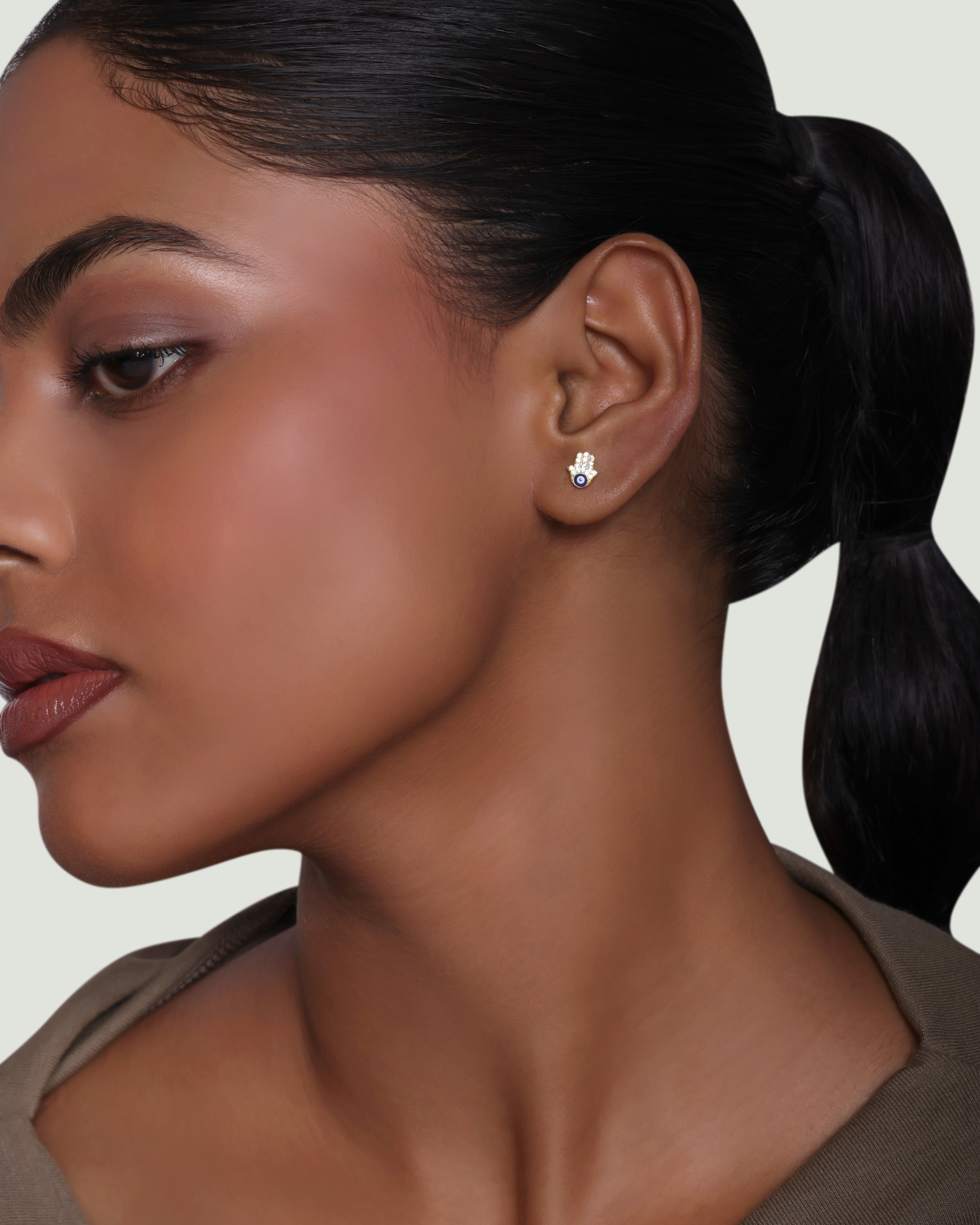 Budha Hand Evil Eye Stud - Minimal Earrings