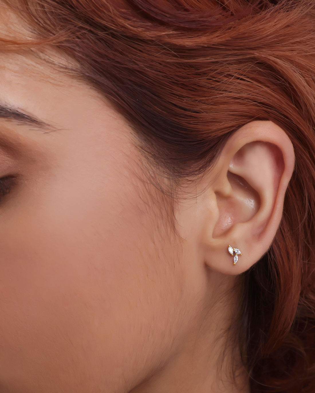 Zirconia Leaflet Climber Flat Back Screw Stud Earrings